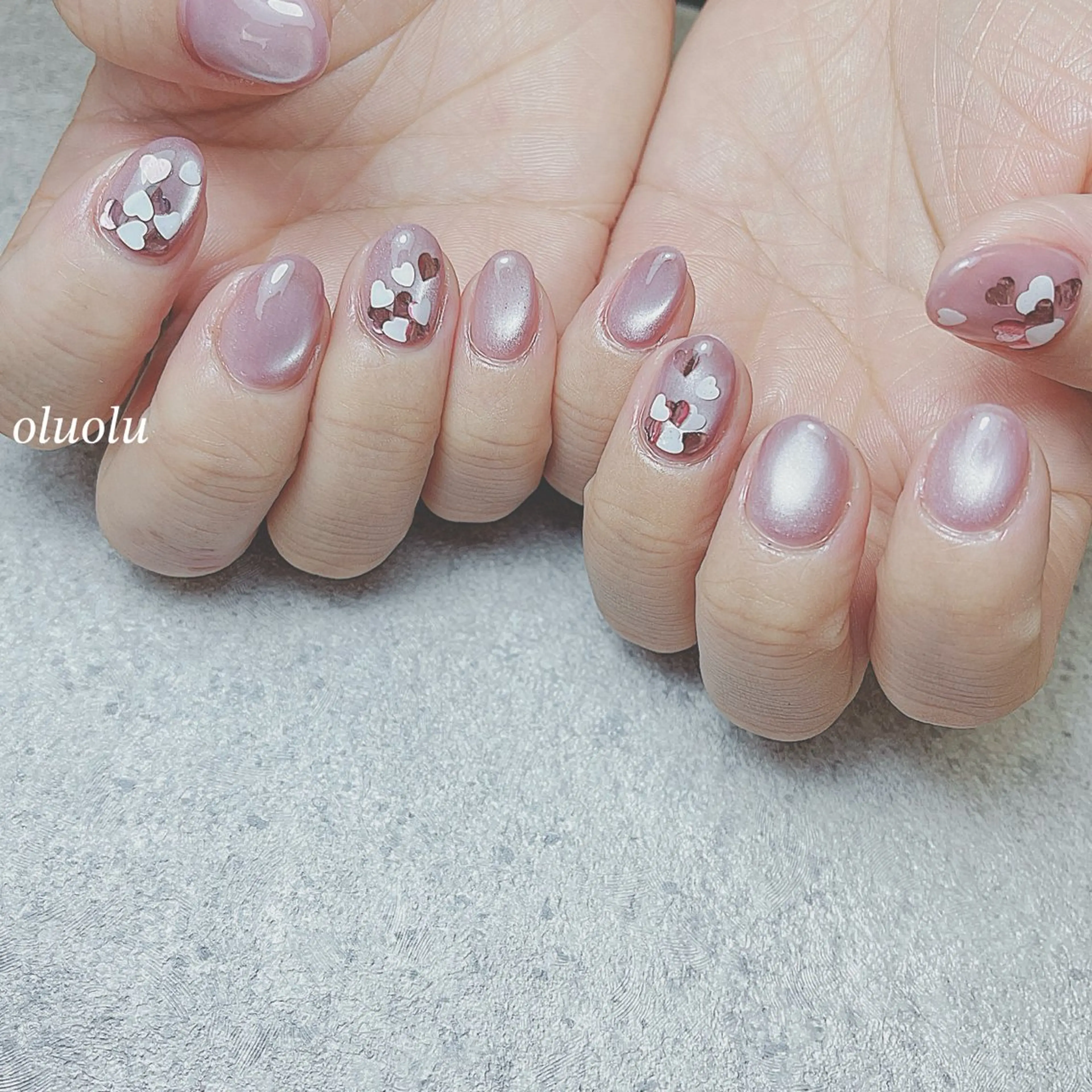 ネイル アートネイル フットネイル ハート マグネットネイル ニュアンスネイル ハンドネイル 大村 紬華のネイルデザイン