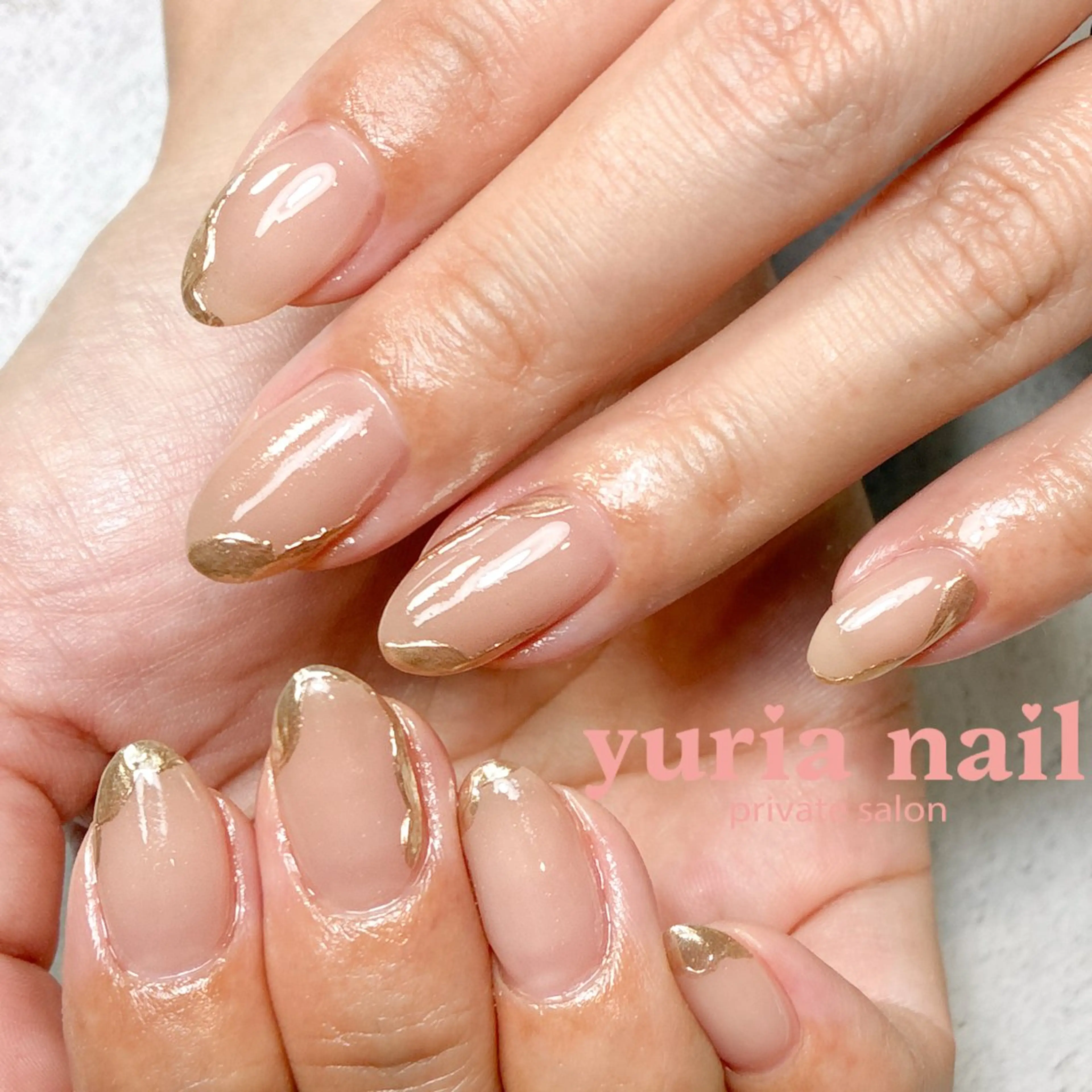 ネイル アートネイル ジェルネイル ゴールド オフィスネイル シンプルネイル ハンドネイル 小林 ゆりあのネイルデザイン