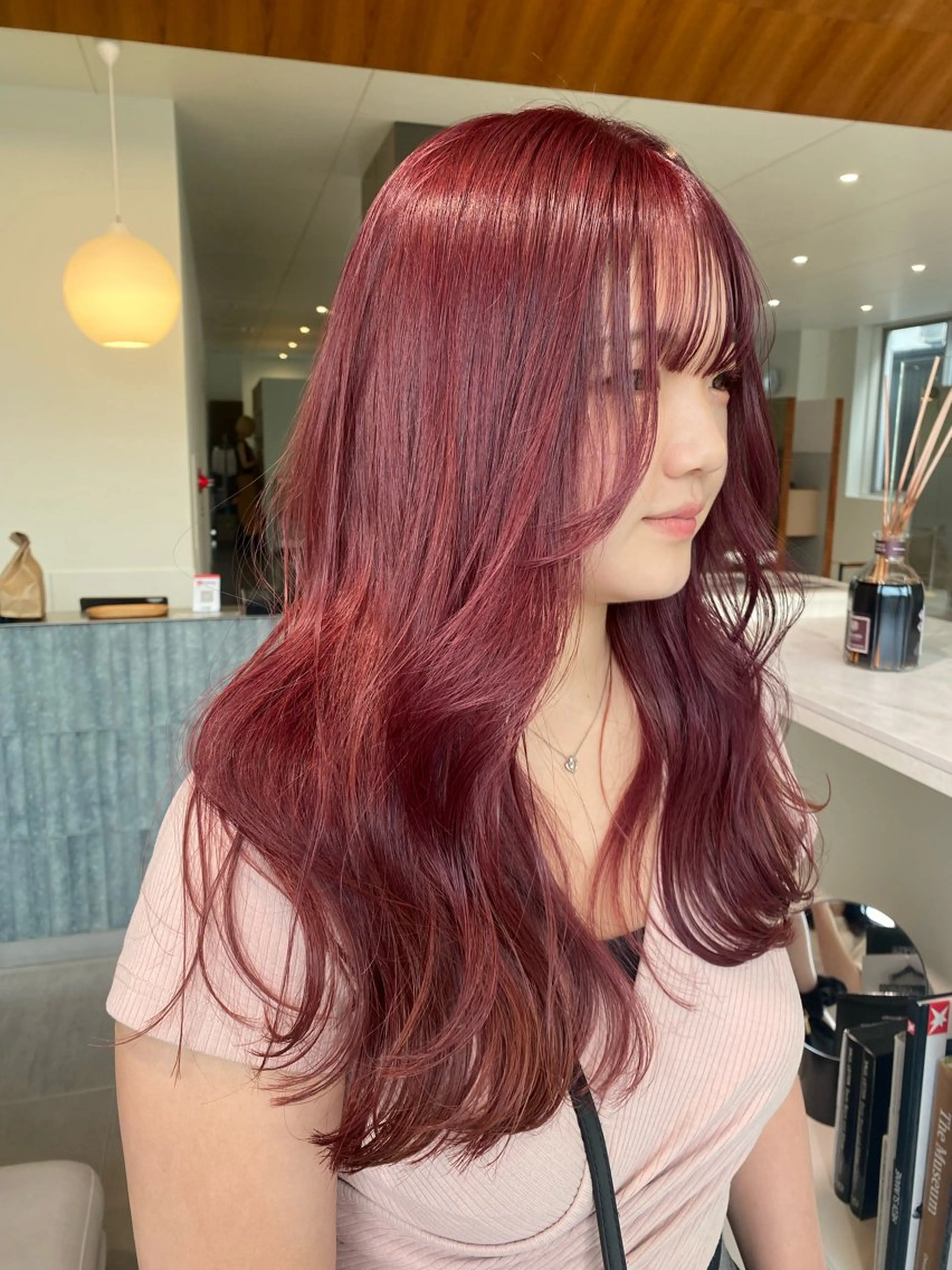 ロング ピンクラベンダー 🎀透明感× 暖色カラーつな🎀のヘアスタイル