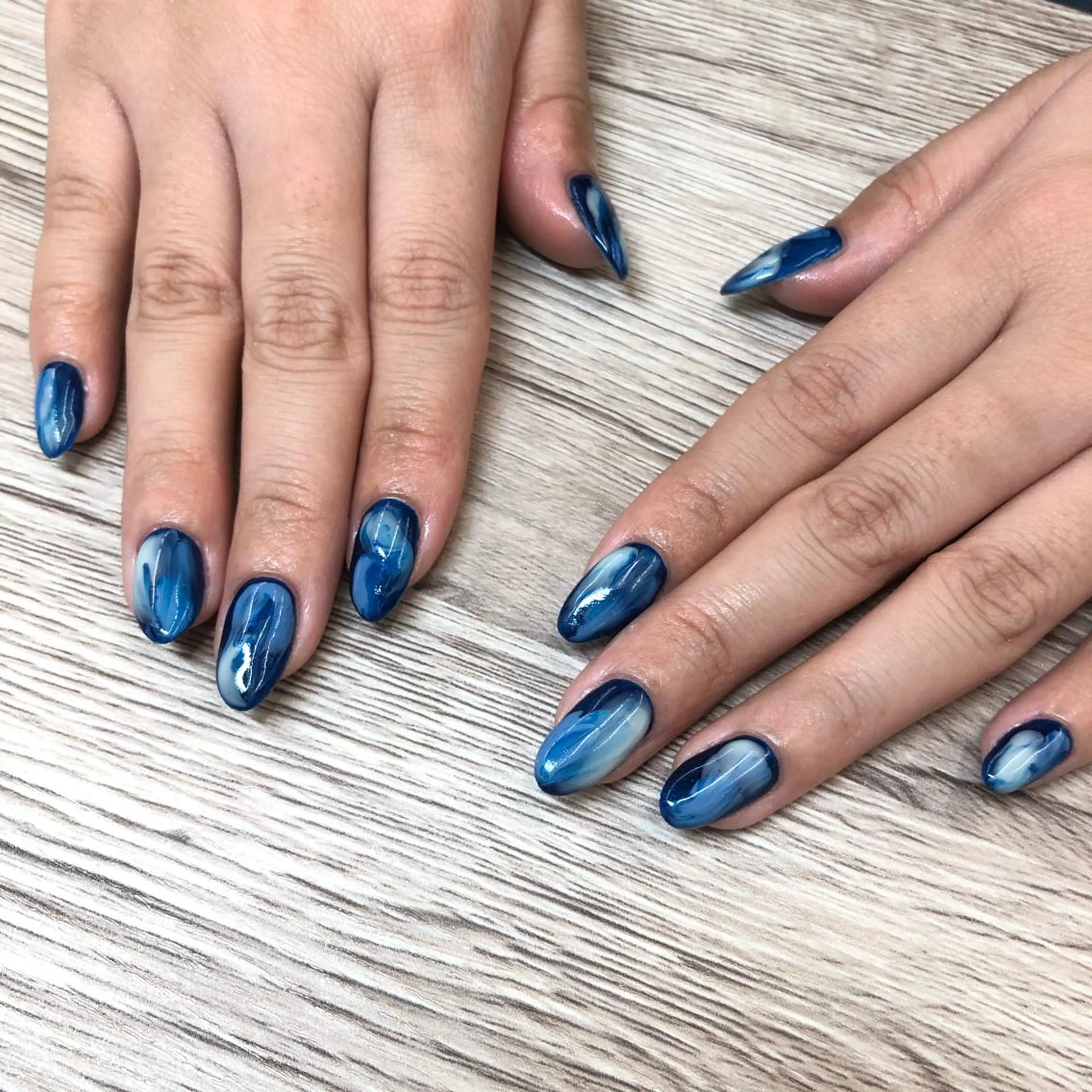 ネイル ブルー ニュアンスネイル ハンドネイル フットネイル 🎀AYAKO 🎀中韓ネイルのネイルデザイン