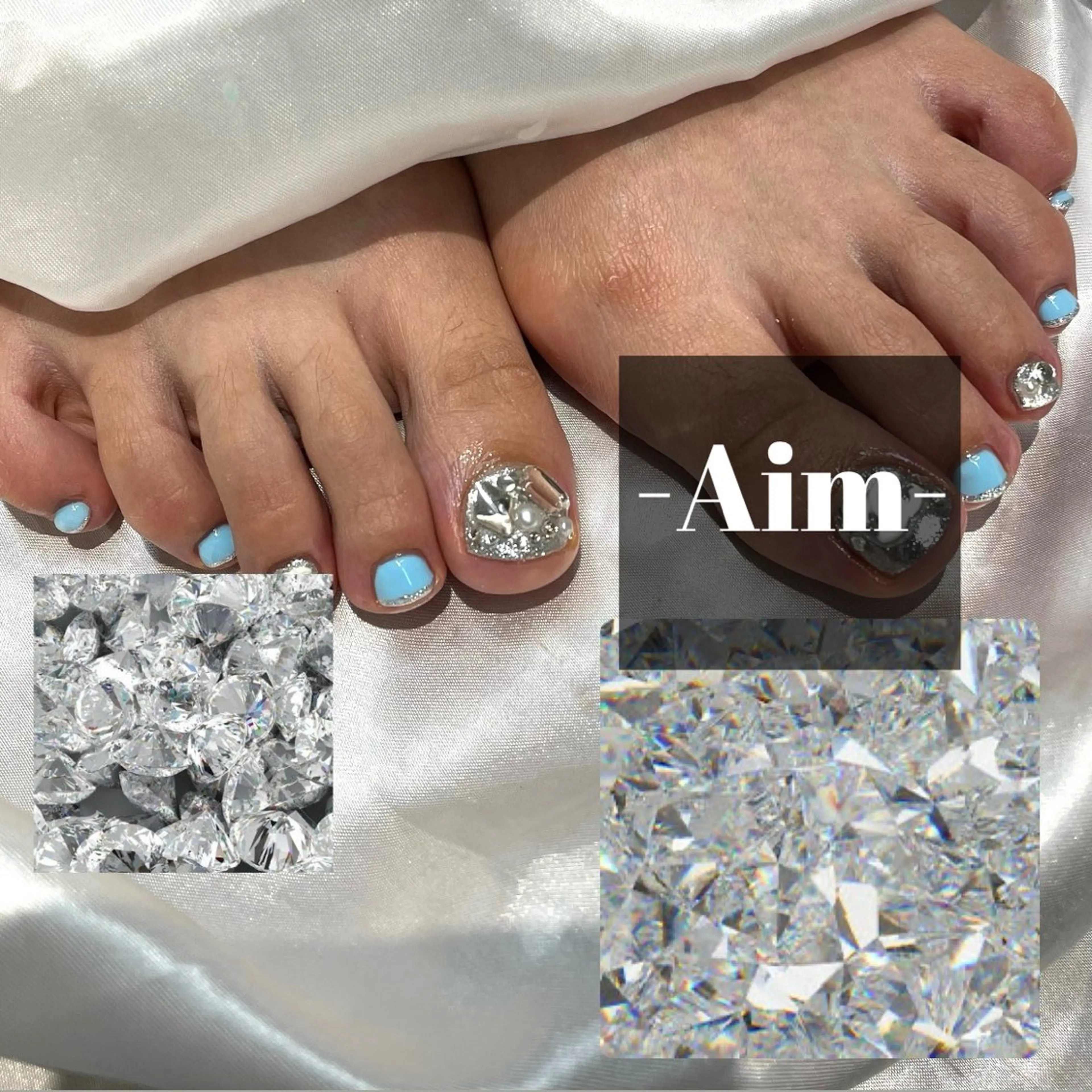 ネイル キラキラネイル フットネイル ネイルサロンAim河原町[ヘアセット　ヘアエクステ　着付　専門店]所属・Aim🌿 kanaのネイルデザイン