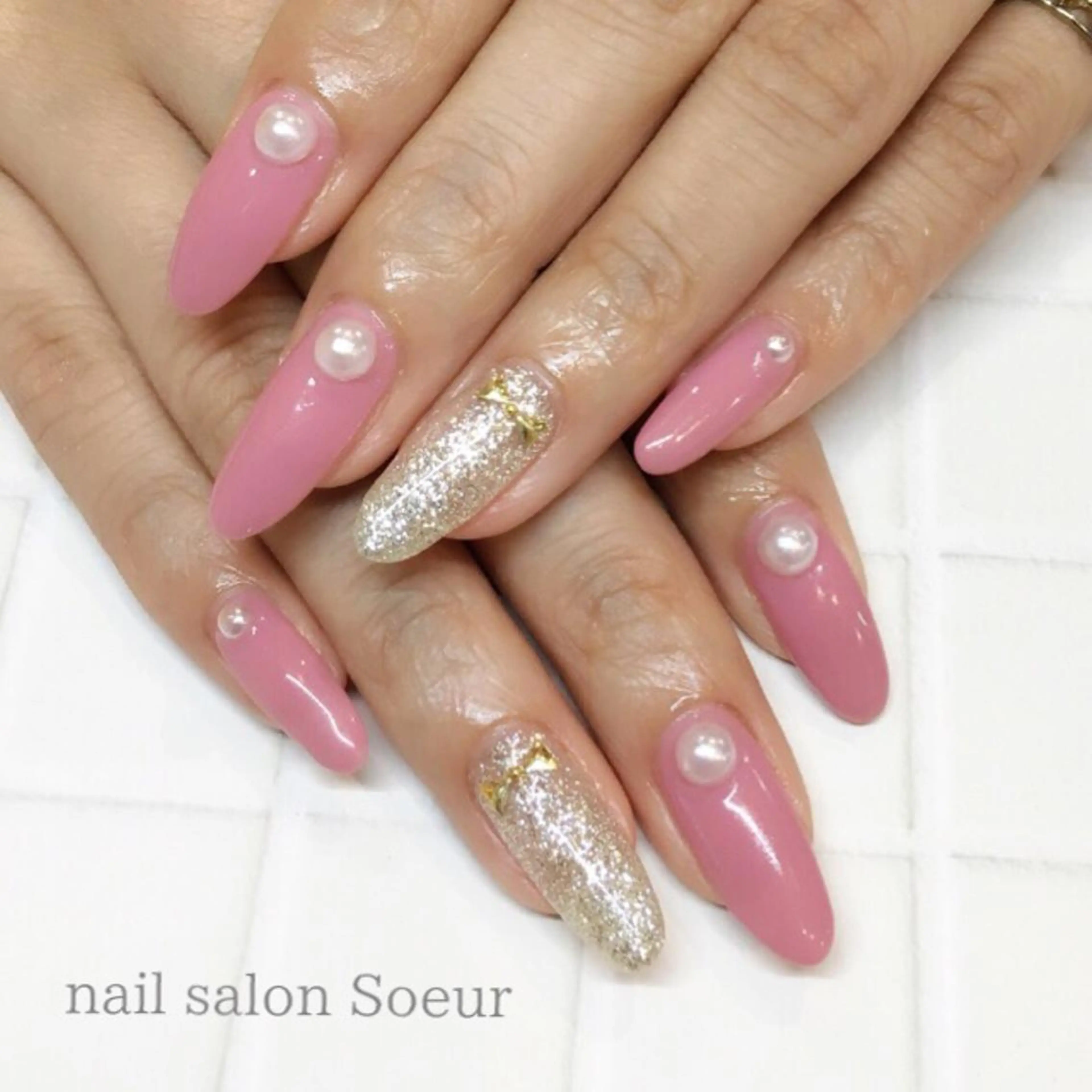 ネイル ワンカラーネイル スカルプネイル ストーンネイル nail salon Soeurのネイルデザイン