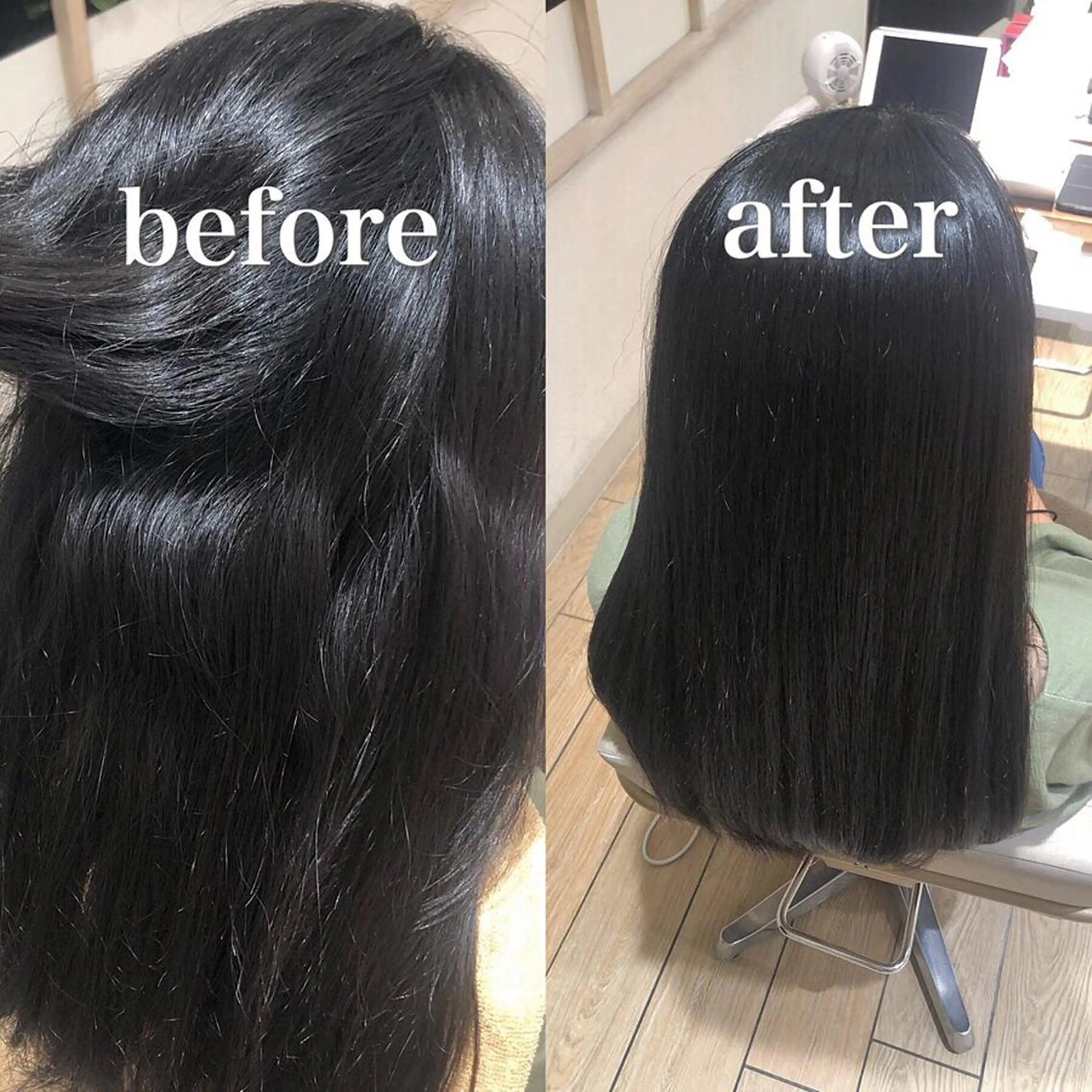 セミロング パーマ 縮毛矯正 顔周り/くびれヘア 韓国ヘア💕風間るなのヘアスタイル