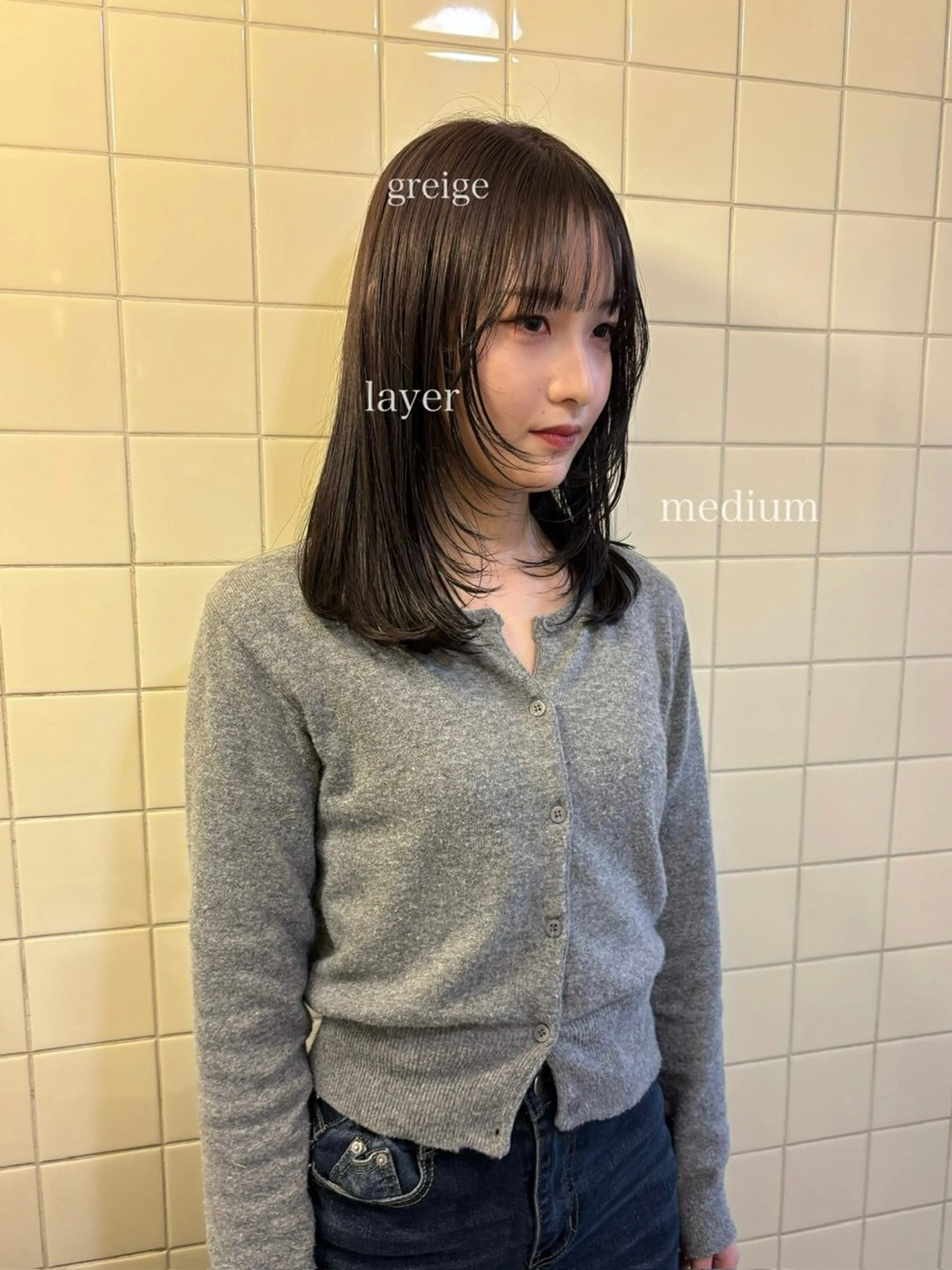 セミロング カラー カット ヘアカラー トリートメント 韓国ボブ＆顔まわり レイヤー♡TOMOEのヘアスタイル