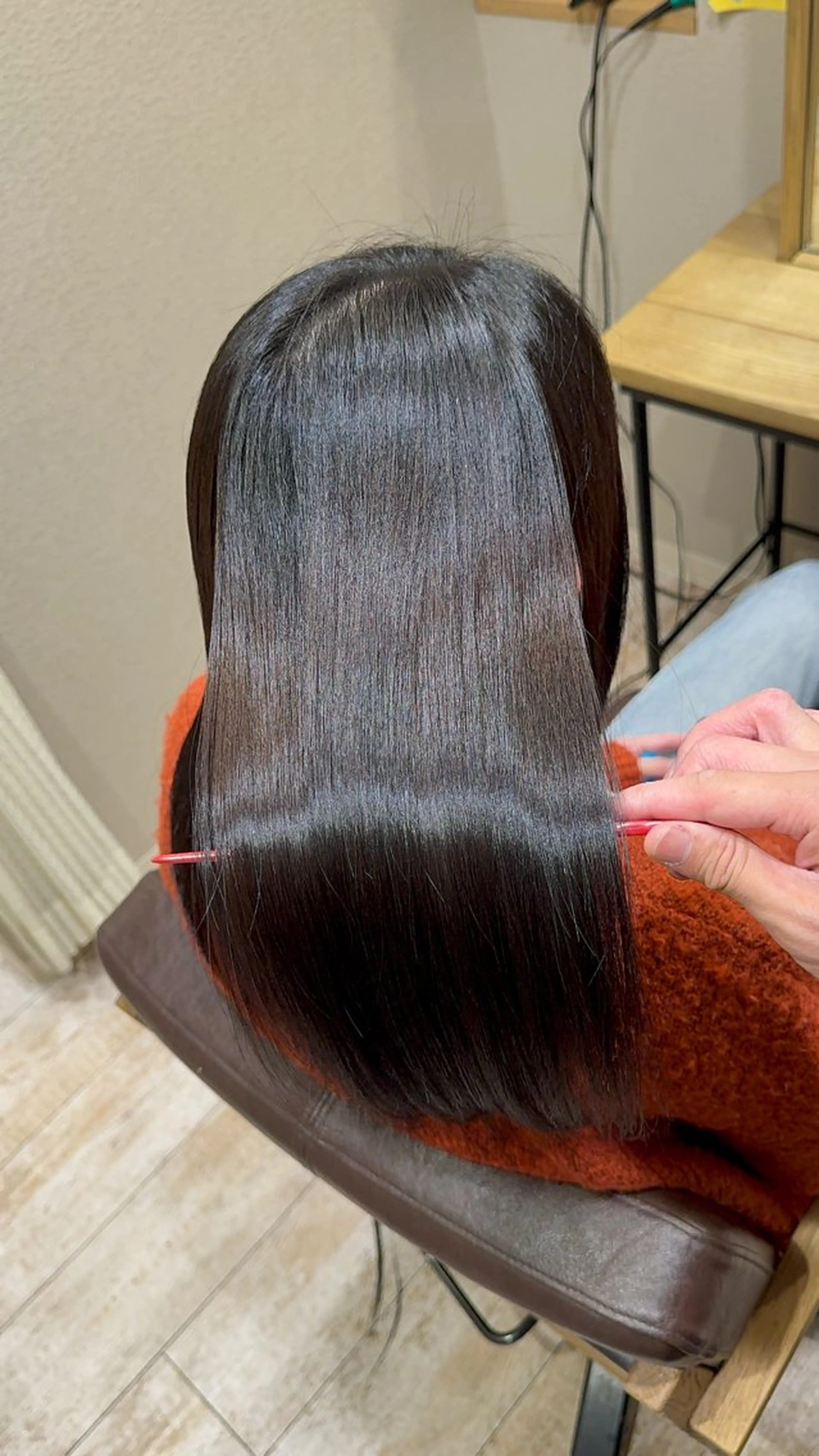 セミロング トリートメント カット トリートメント ストレート　髪質改善 あすまのヘアスタイル