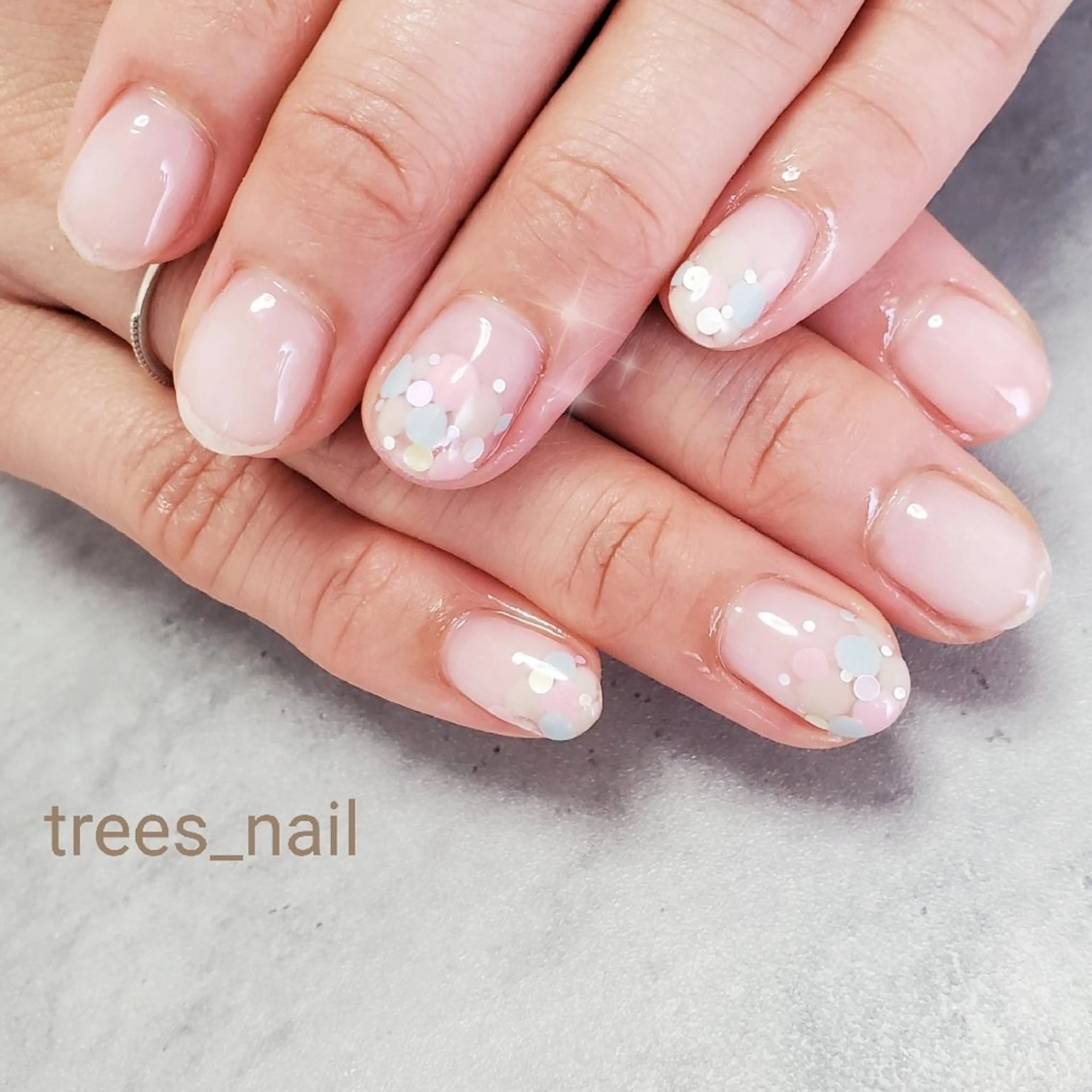 ネイル アートネイル クリアネイル ドット trees_ nailのネイルデザイン