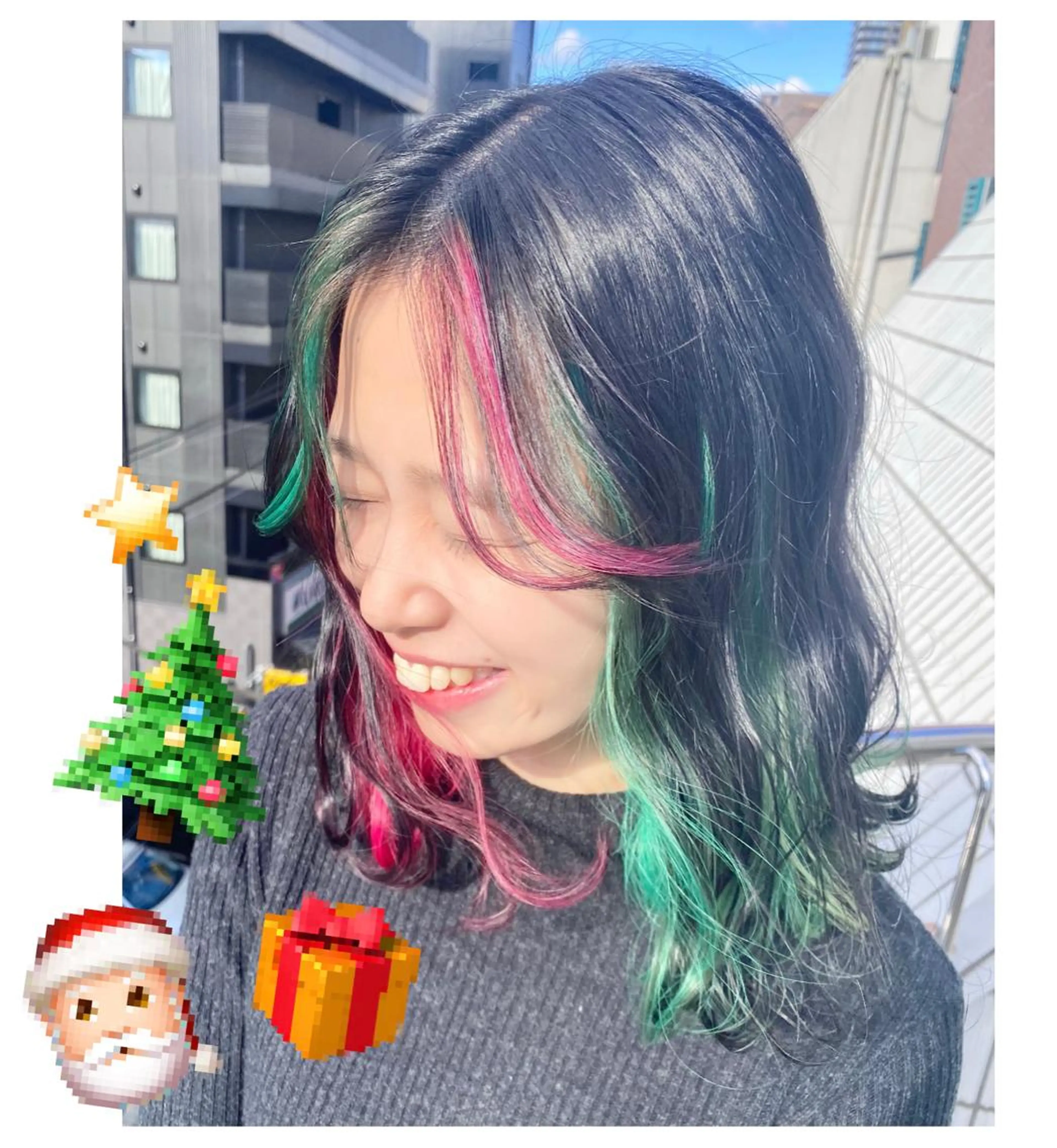 ミディアム カラー デザインカラー クリスマス GARU-ガル-所属・TSUNO🦖 派手髪/オタク美容師のヘアスタイル