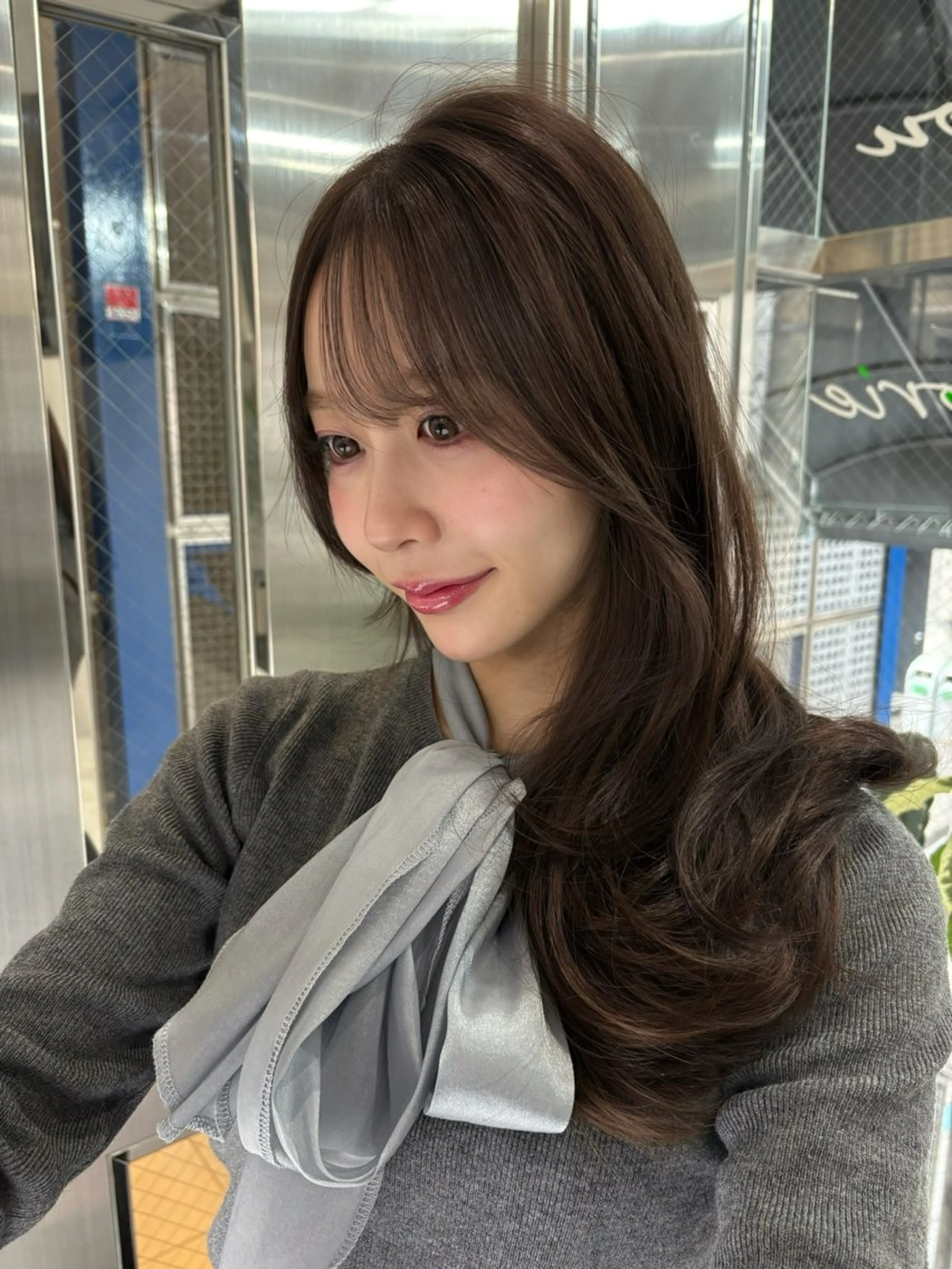 ロング カラー カット ヘアカラー トリートメント 堀江/透明感 ベージュ/白川幸太のヘアスタイル