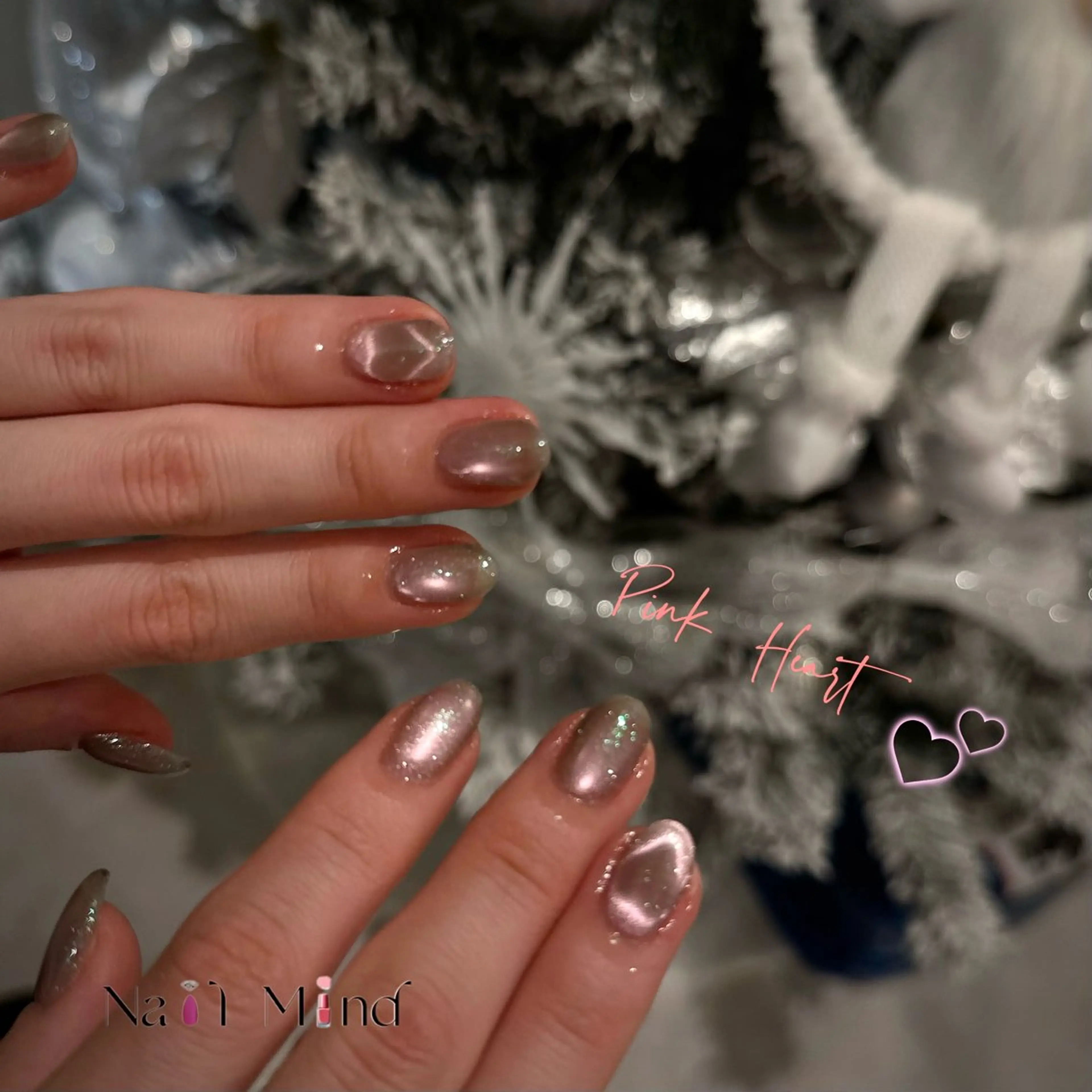 ネイル ハート マグネットネイル ピンク ハンドネイル Nail Mind (NaONail）のネイルデザイン