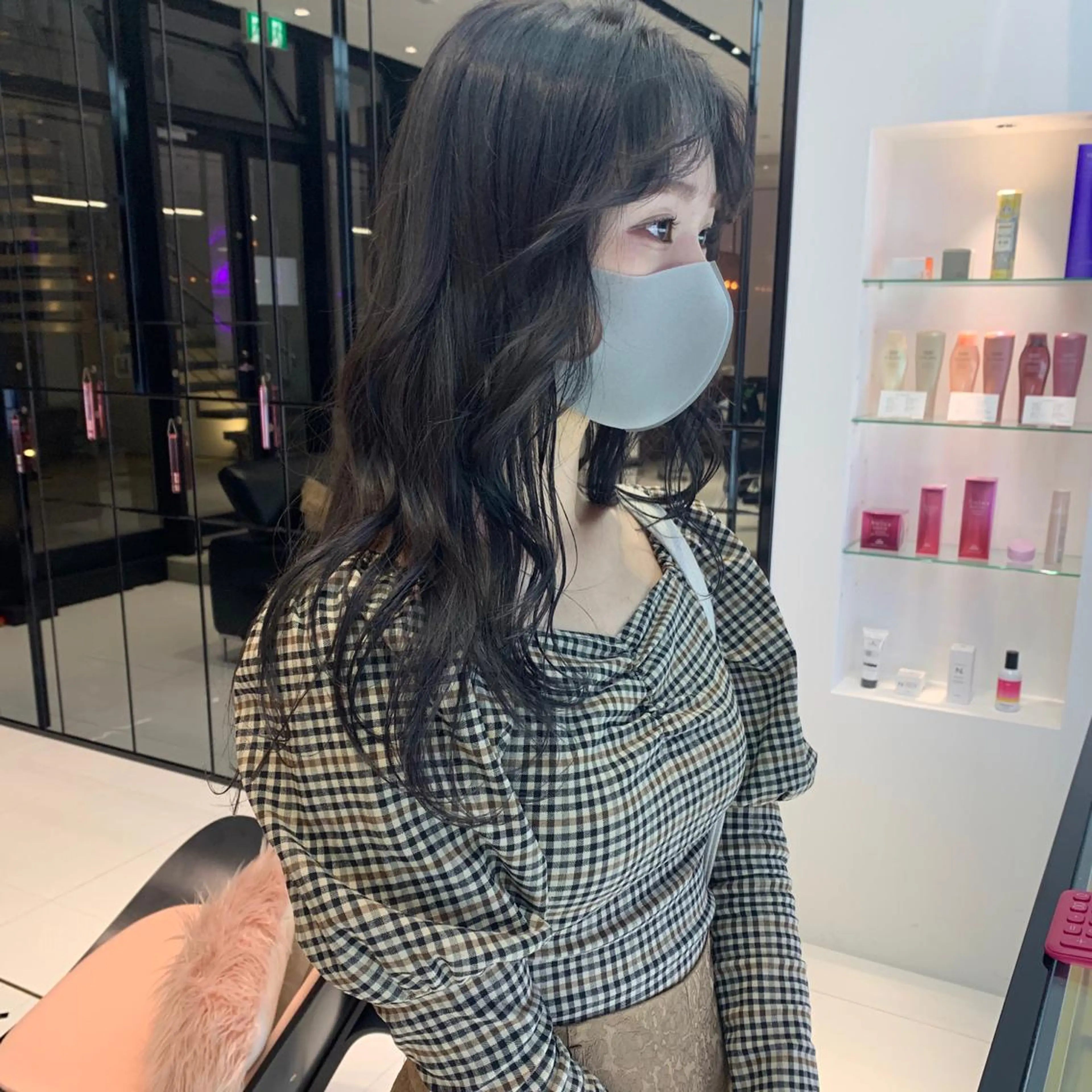 ロング カラー ダークグレー ハッシュカット/ハイ トーン/MANAMIのヘアスタイル