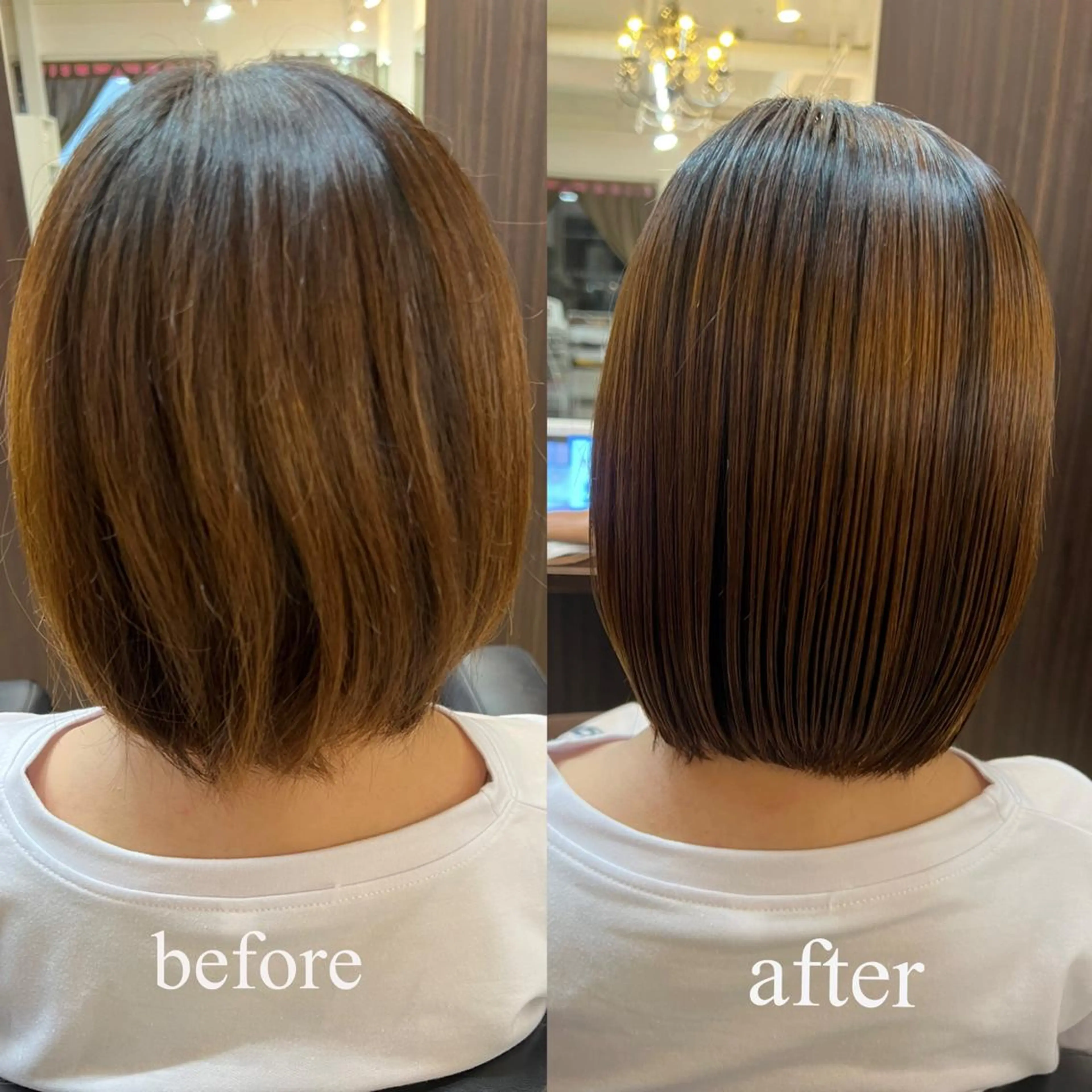 ミディアム 縮毛矯正 大人女性ぼかし メンズ強化🦙平作のヘアスタイル