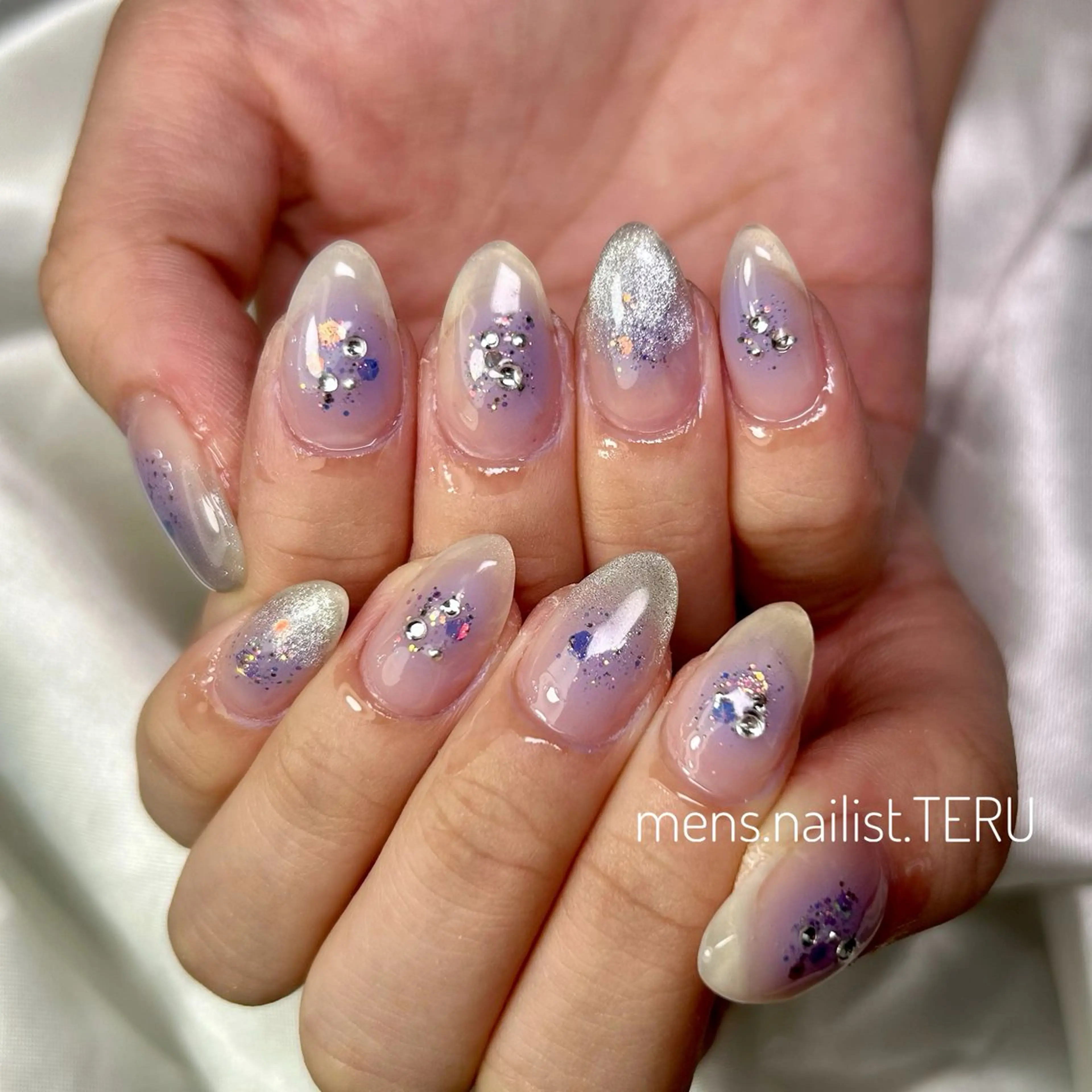 ネイル チークネイル メンズネイル パープル nail salon ETERNAL所属・nailsalon ETERNALのネイルデザイン