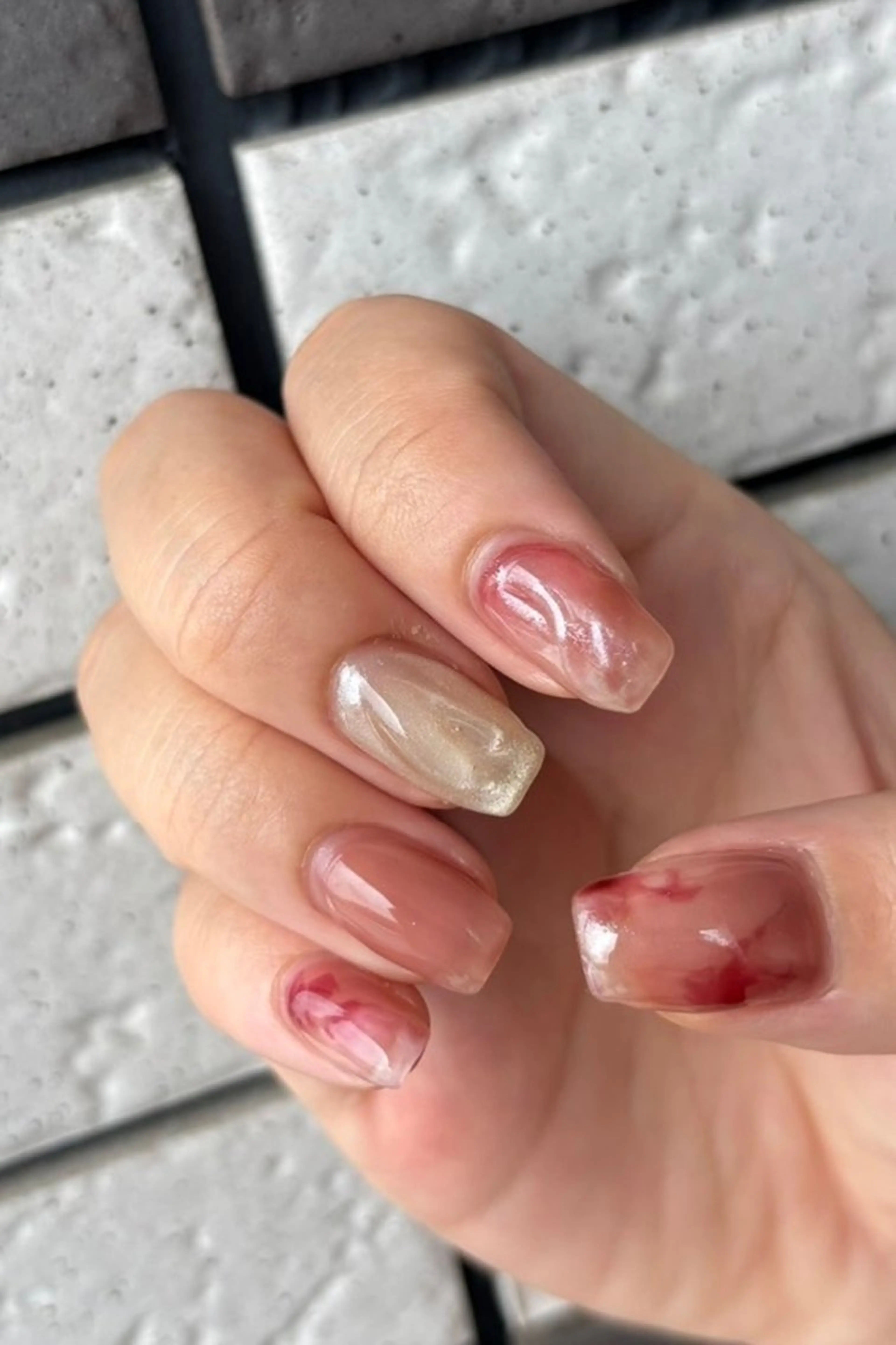 ネイル 持ち込み ニュアンスネイル ピンク ハンドネイル m&pPrivate nailsalonのネイルデザイン