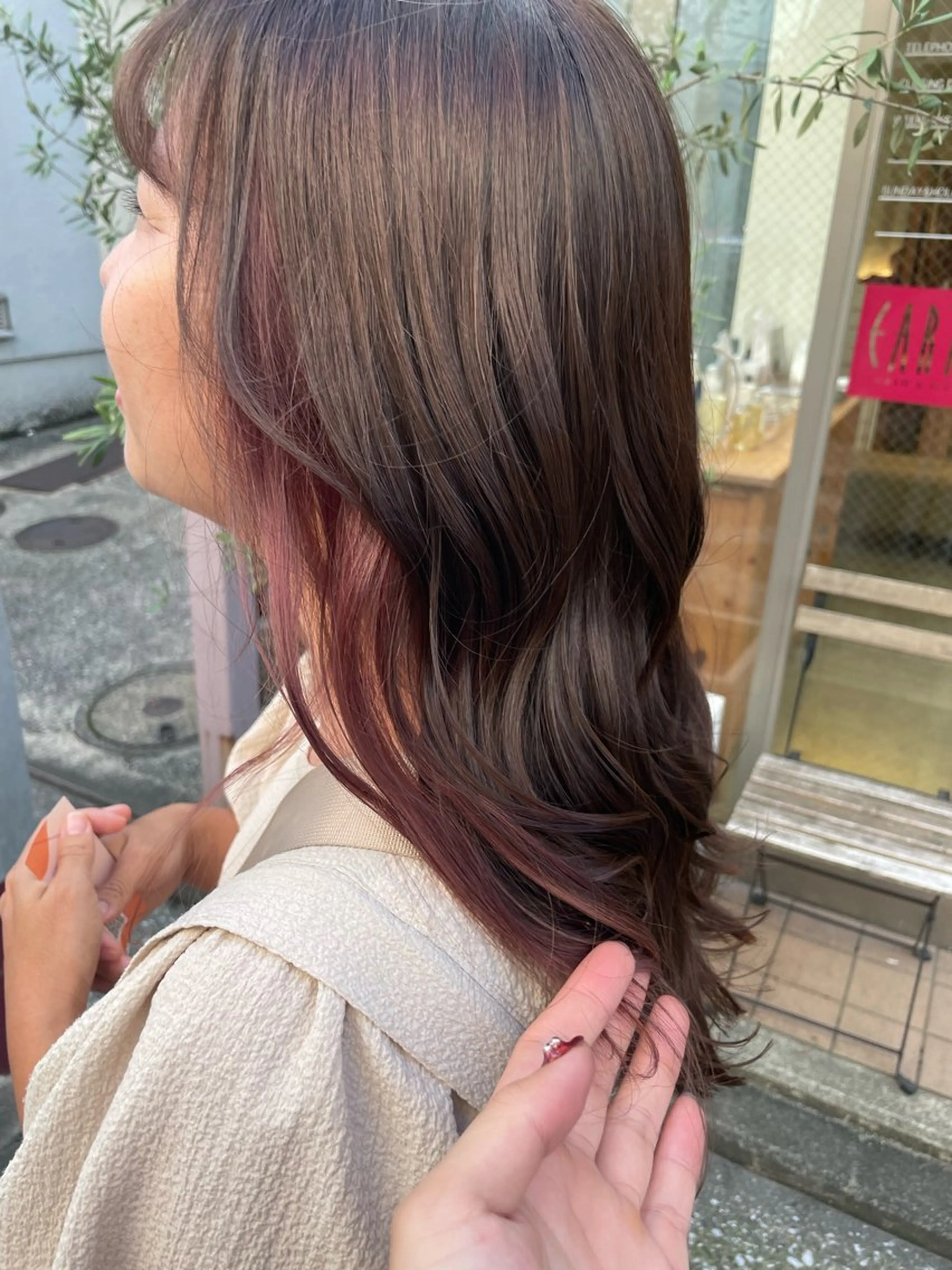 ロング カラー イヤリングカラー ピンクカラー EARTH菊名店👾 ひらのすぐるのヘアスタイル