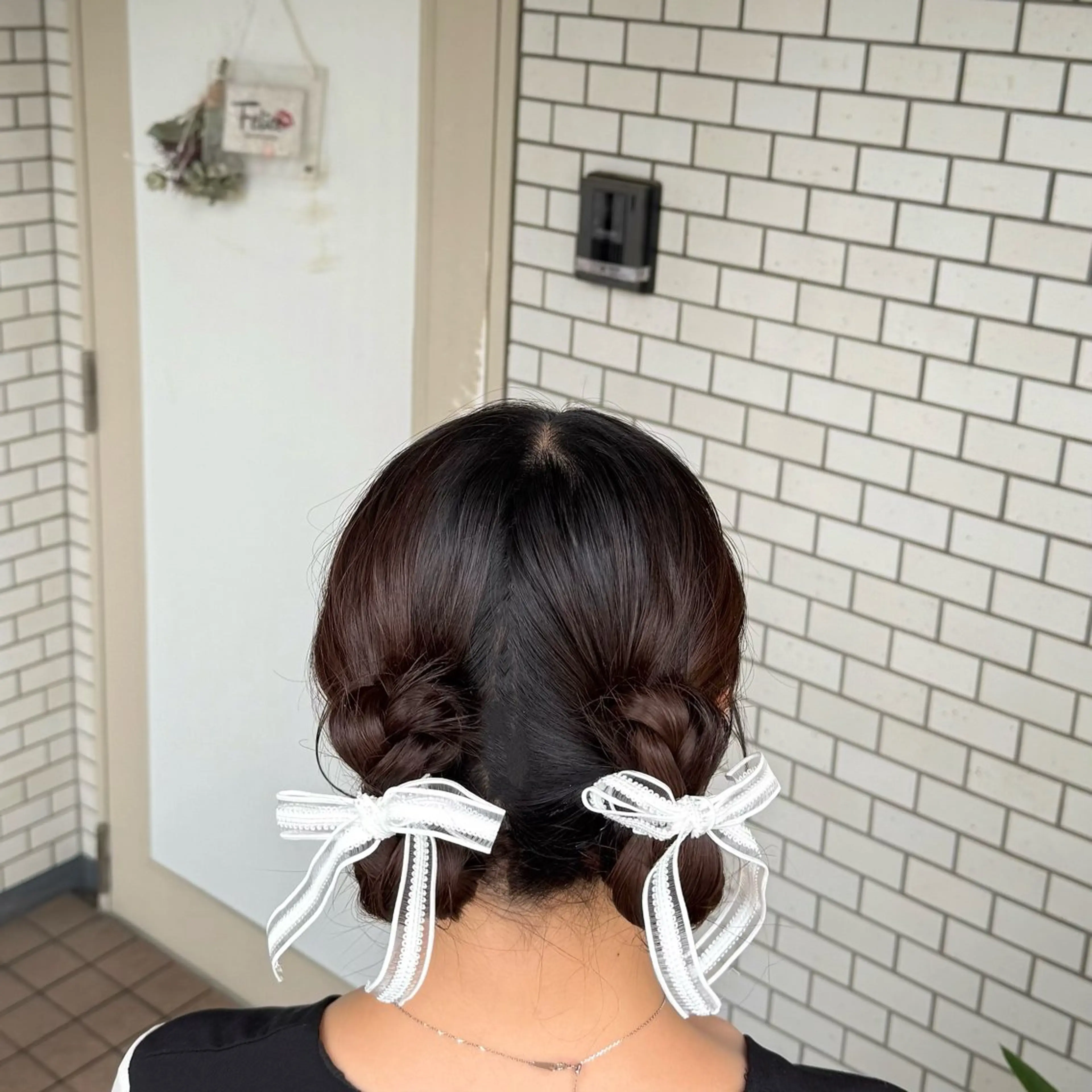 セミロング ヘアアレンジ 成人式 ハーフアップ お団子ヘア 結婚式・ブライダル 三つ編み 褒められヘアメイク /‎ボブ女子🐶みおのその他イメージ