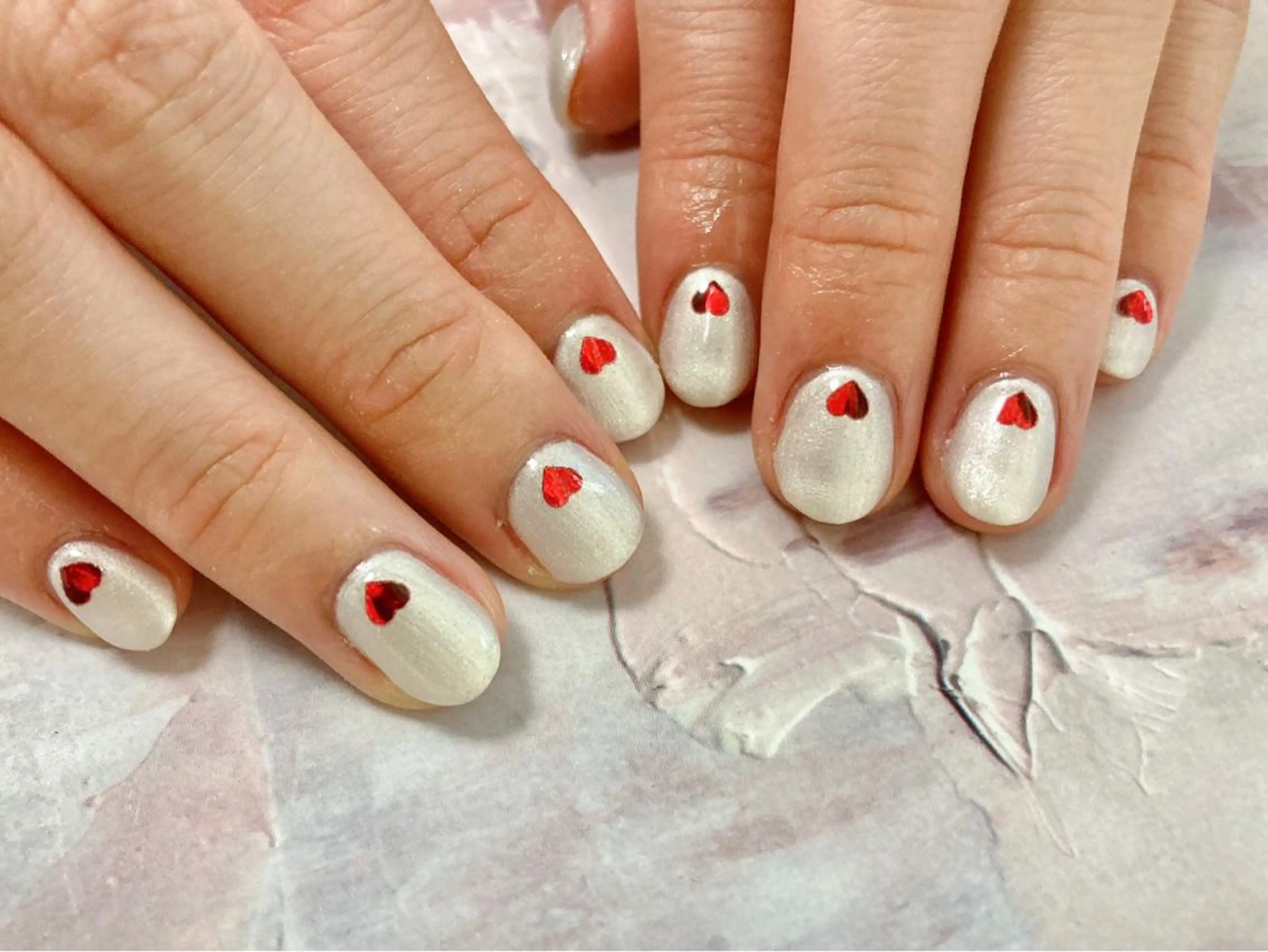 メンズ ネイル ハート ワンカラーネイル バレンタイン ハンドネイル Mogu nail 二子玉川のネイルデザイン