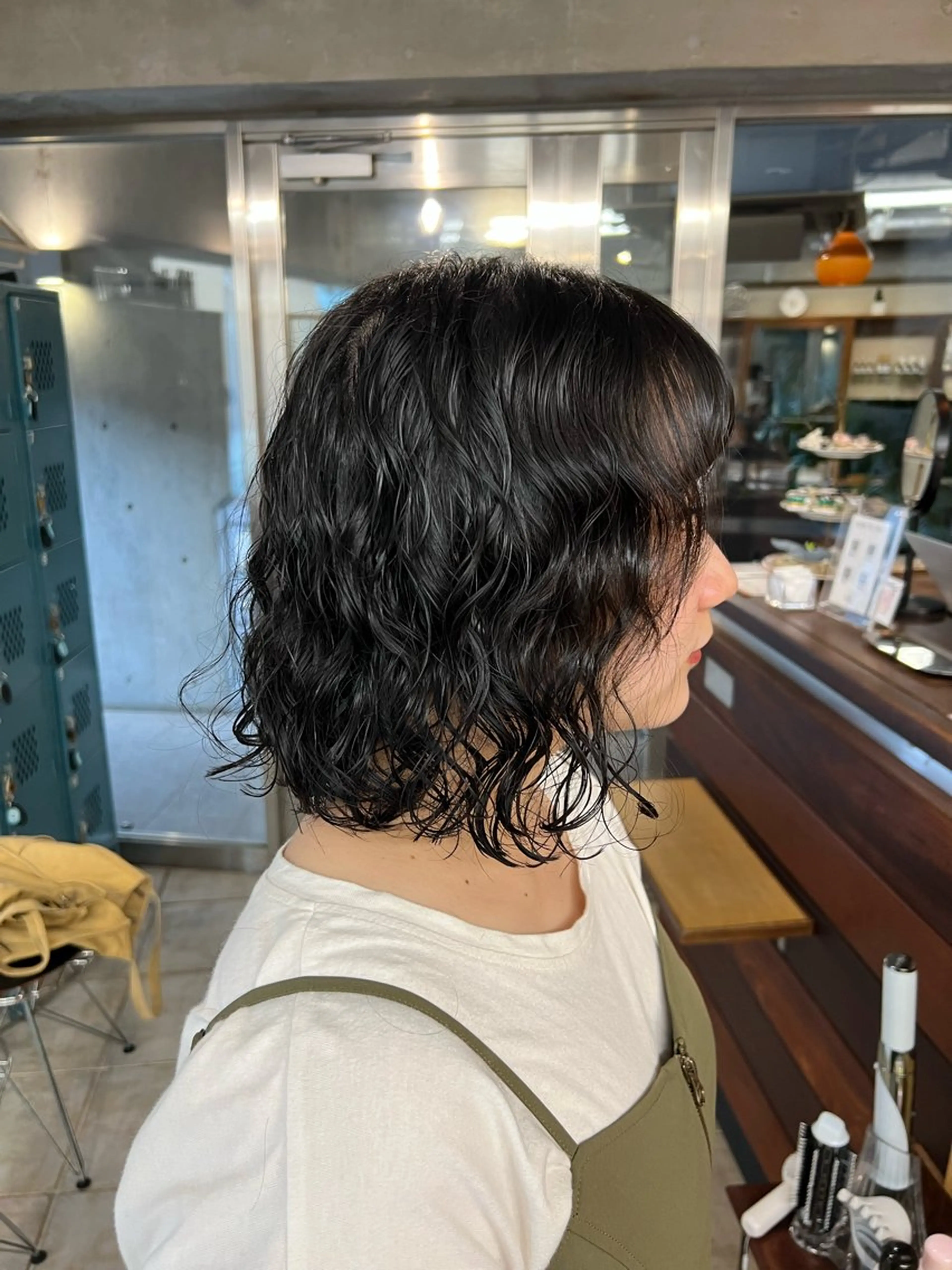 ショート ボブ カット パーマ 土田かほ/本日🈳 透明感カラー🍃のヘアスタイル