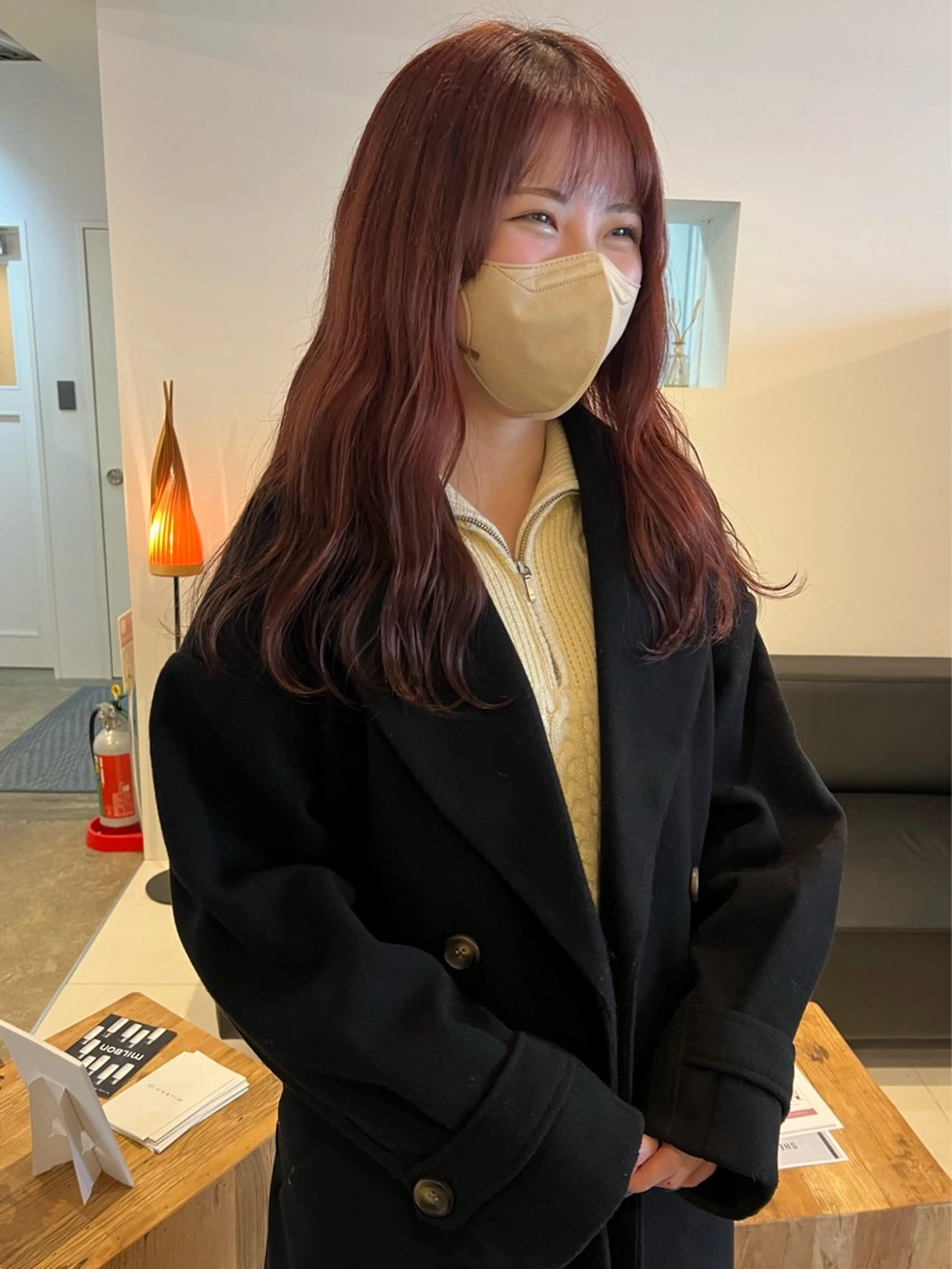 ロング カラー オレンジ オレンジピンク ピンクカラー SHE. sakae所属・すみか / カットモデル募集のヘアスタイル