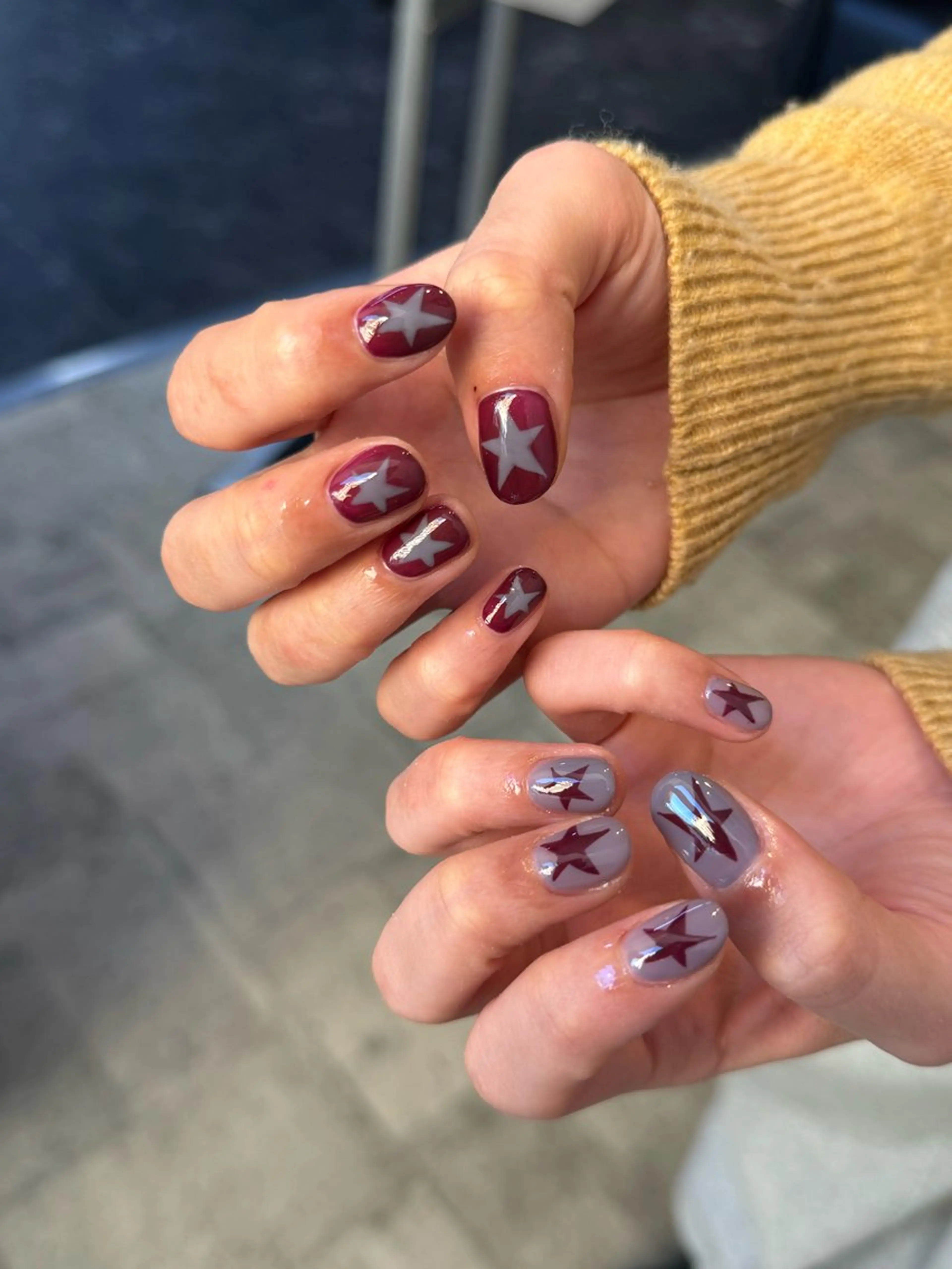 ネイル フレンチネイル 韓国ネイル マグネットネイル メンズネイル ニュアンスネイル ハンドネイル GRANDE大須 Cecil💜のネイルデザイン