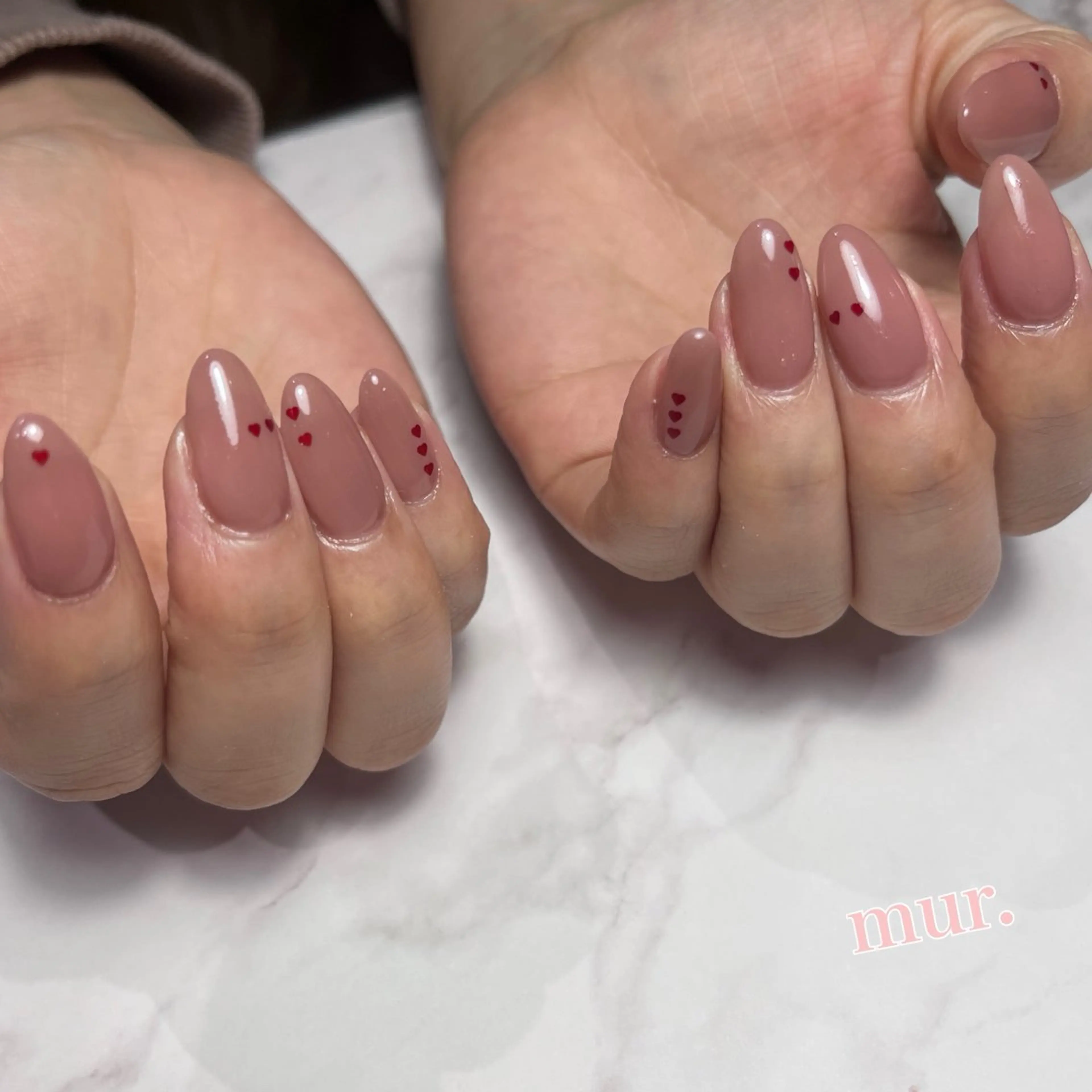 ネイル アートネイル ハート オフィスネイル 春ネイル ハンドネイル nailsalon mur.のネイルデザイン