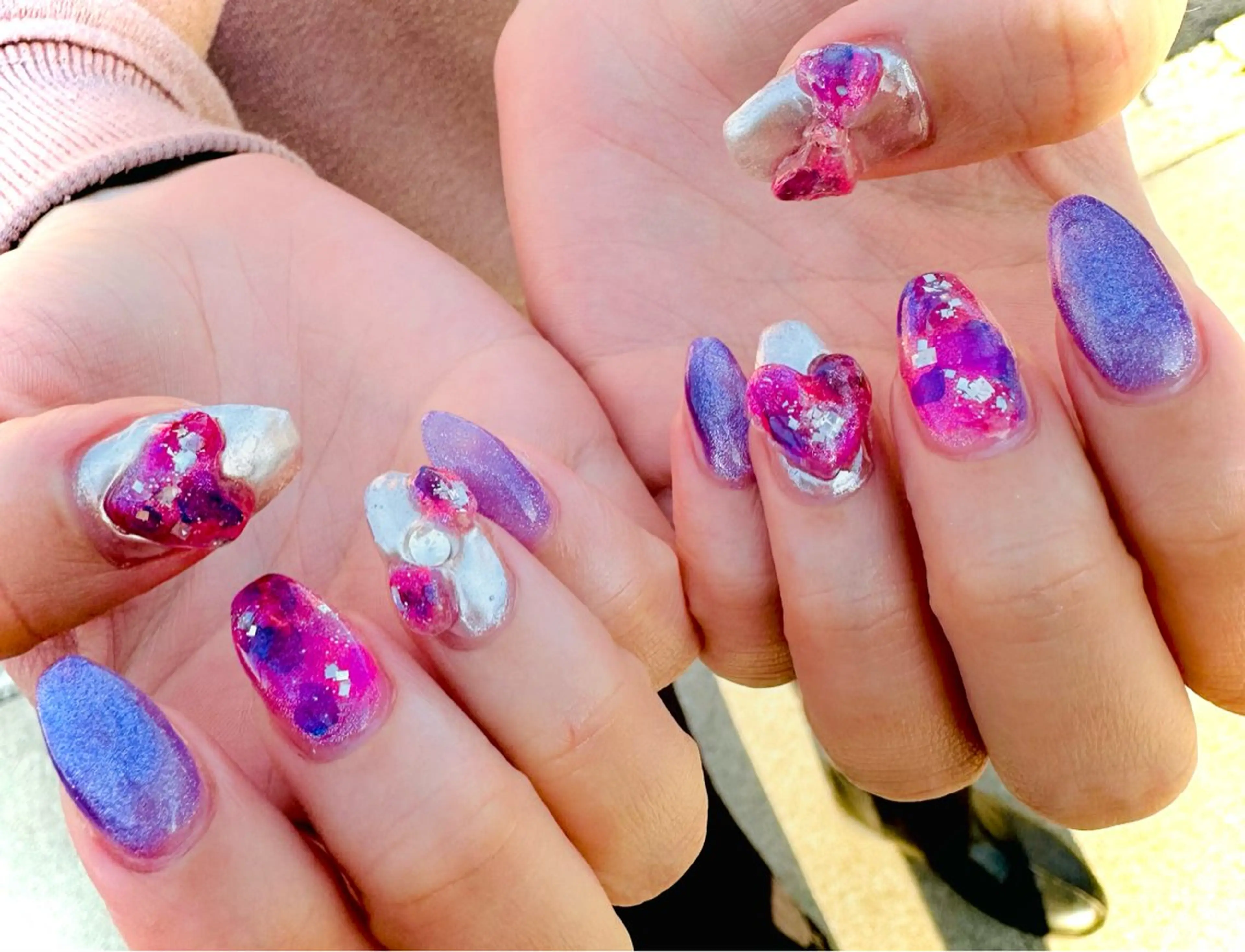 ネイル ピンク パープル ハンドネイル ネイルサロンエレノア所属・田端 笑理菜のネイルデザイン