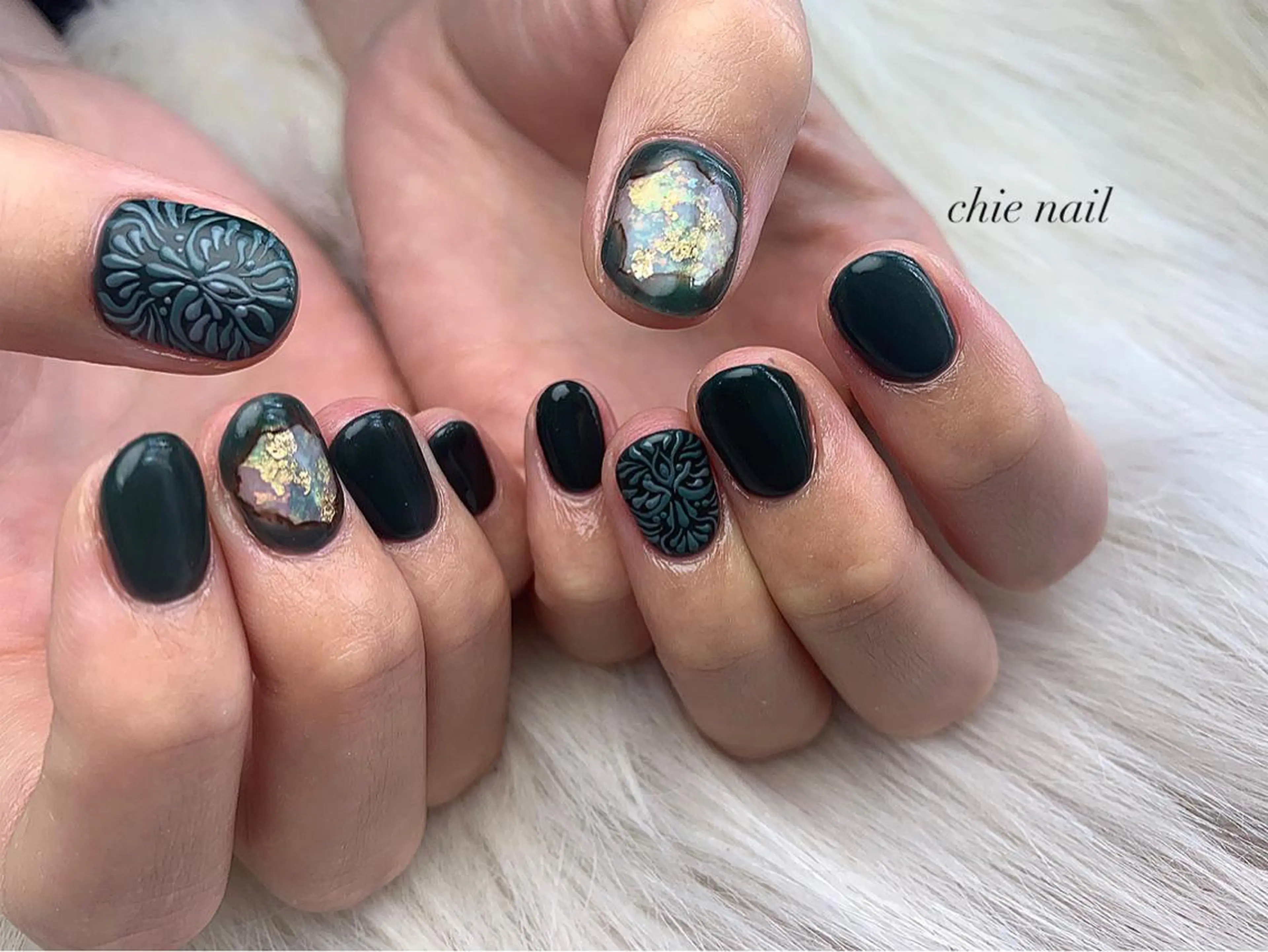 ネイル アートネイル グリーン 森ノ宮❤︎ chieのネイルデザイン