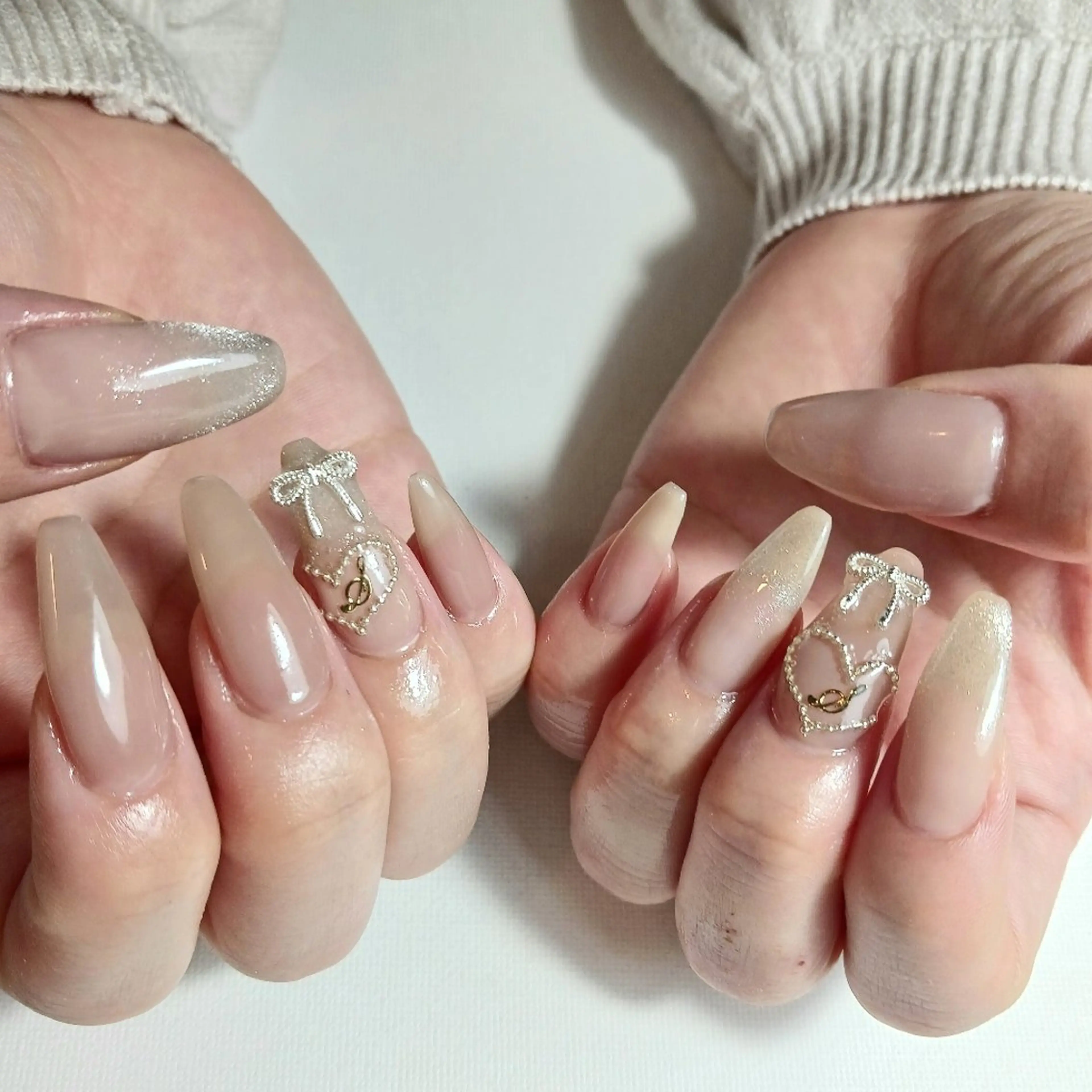 ネイル ジェルネイル ハート マグネットネイル 持ち込み リボン ハンドネイル owlnail /持込みデザイン専門のネイルデザイン