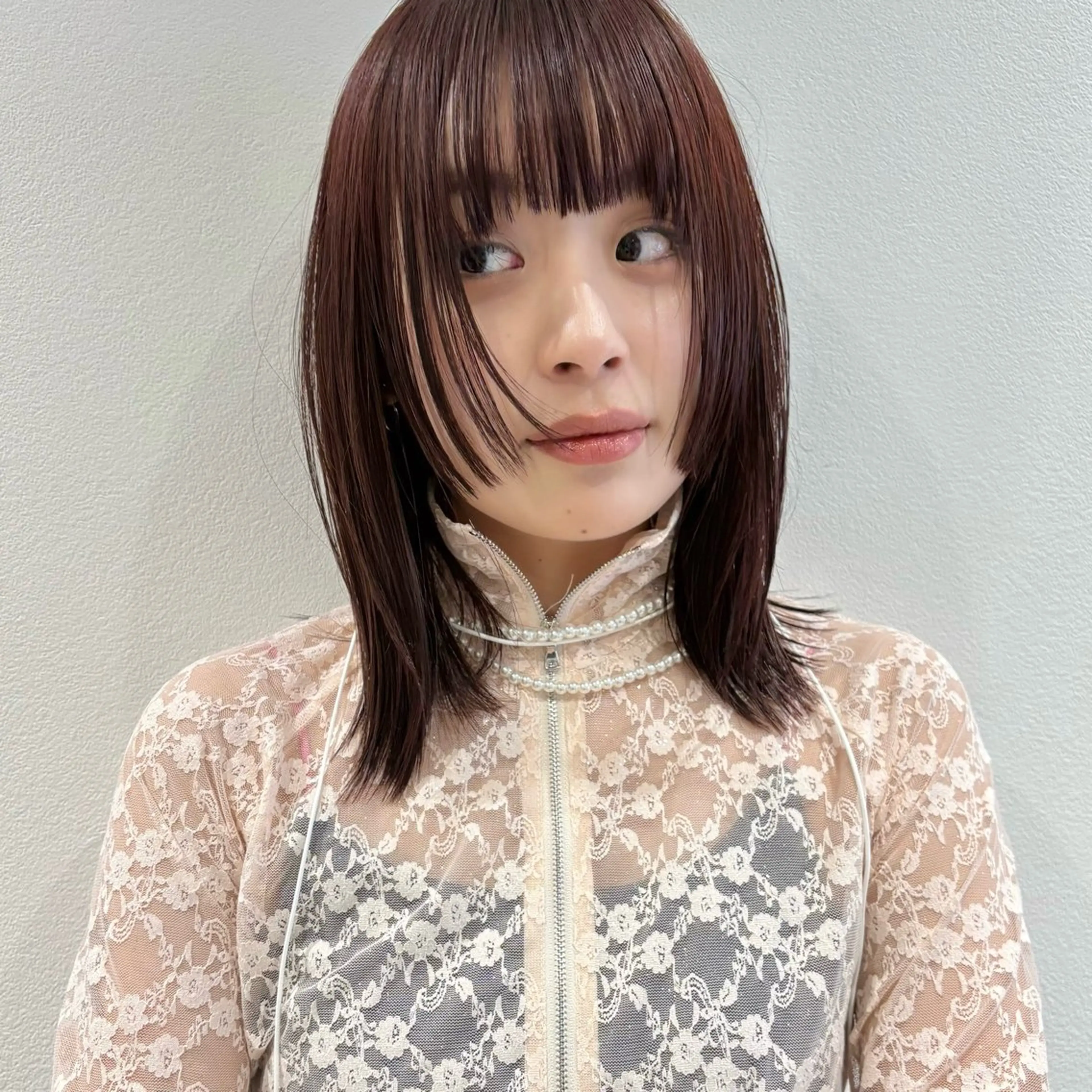 ミディアム カラー カット ヘアカラー トリートメント 🍊暖色×顔周り 🍊cocoroのヘアスタイル