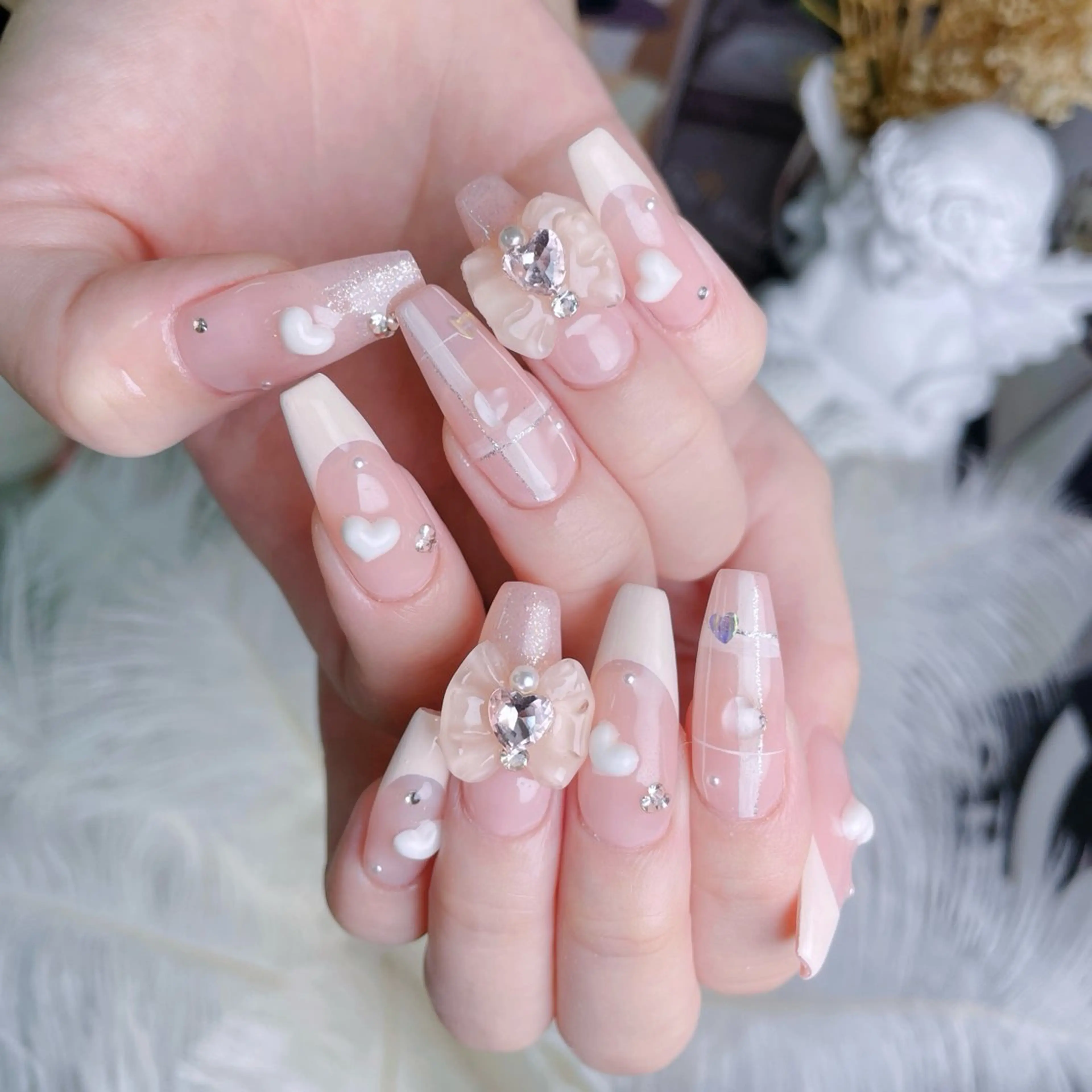 ネイル ハート 韓国ネイル マグネットネイル スカルプネイル 夏ネイル ハンドネイル Melody Nail所属・Melody  3D/スカルプ専門店のネイルデザイン