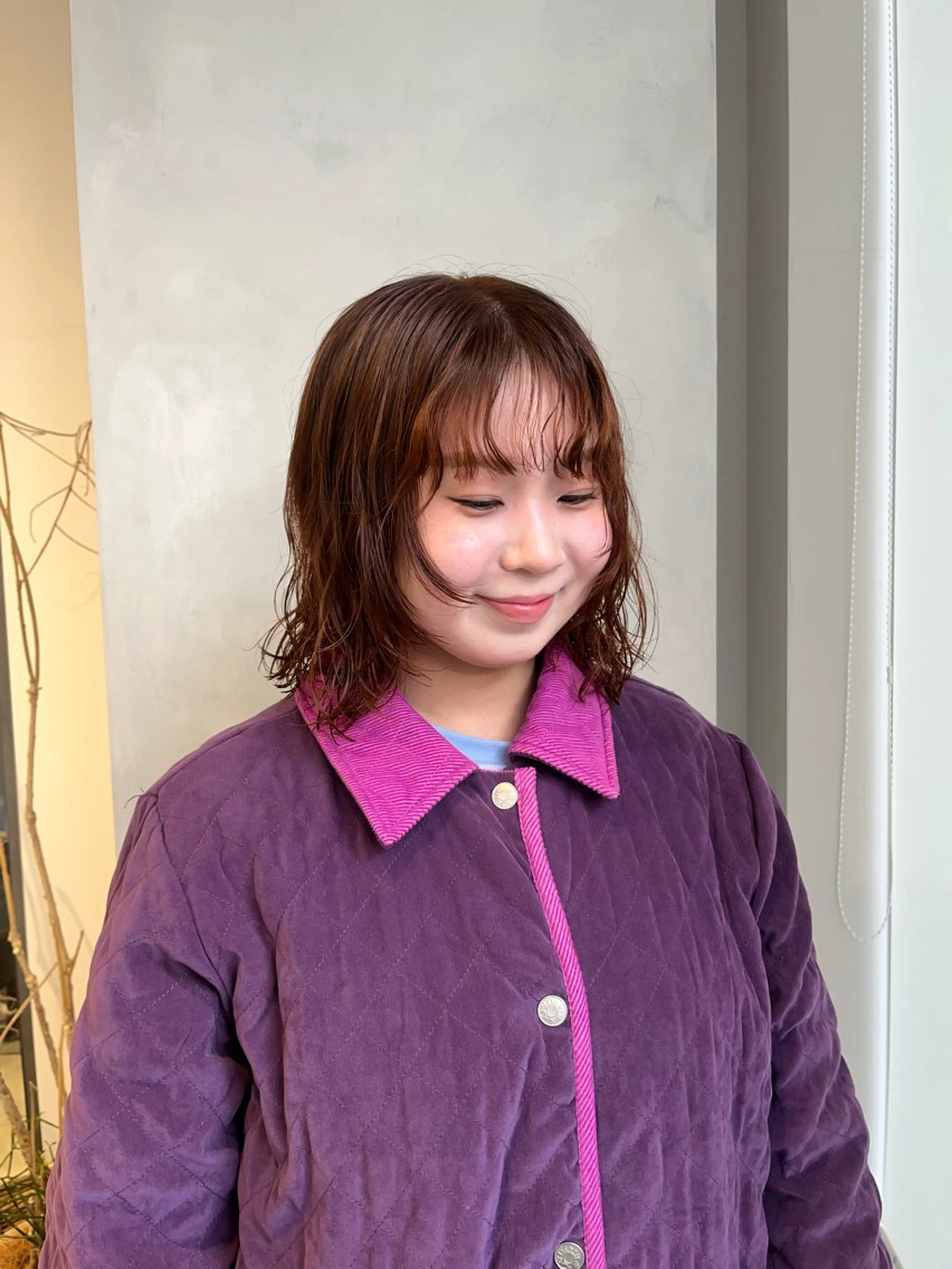 ミディアム カラー パーマ ボブ/ベージュ/ パーマ🪿近森ゆいのヘアスタイル