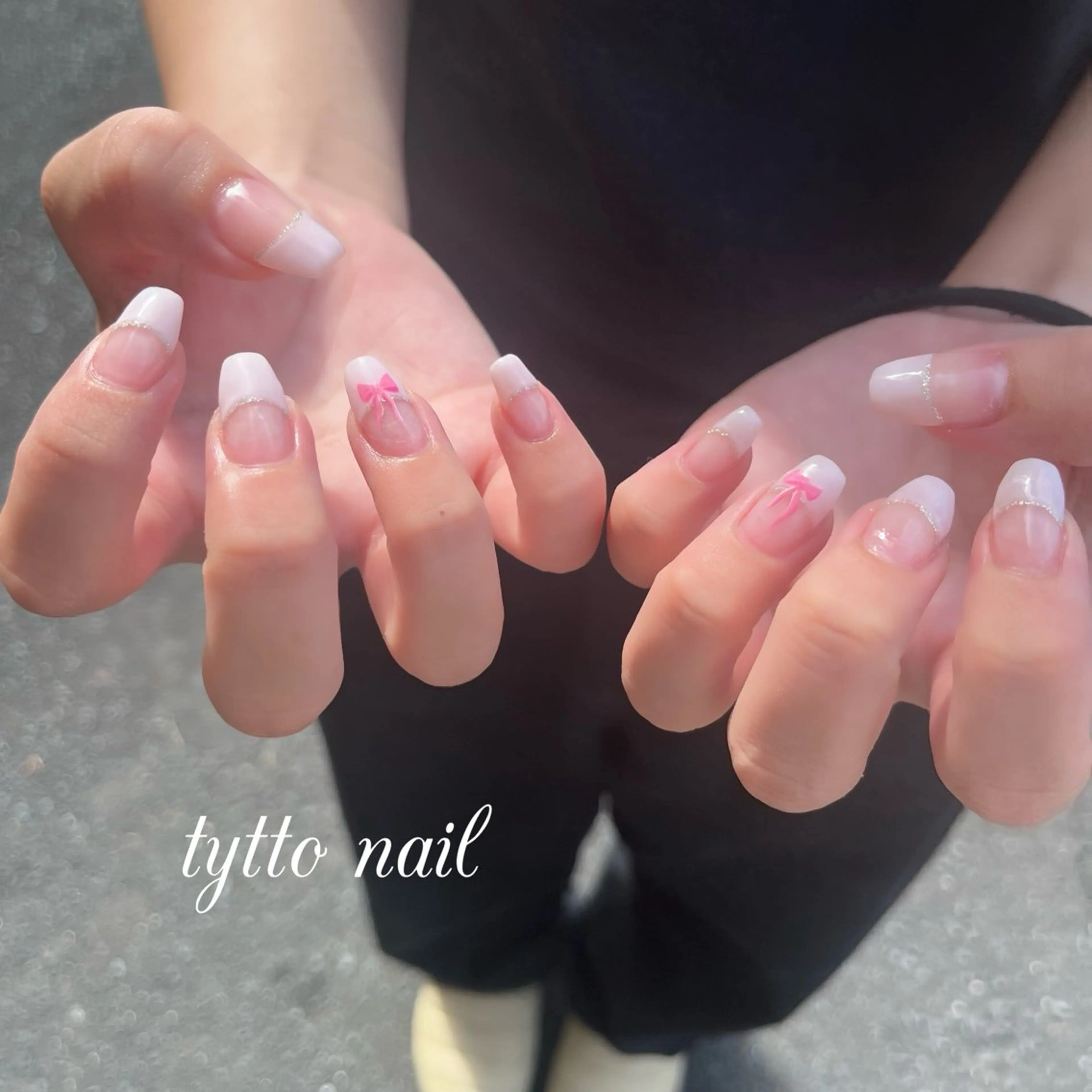 ネイル フレンチネイル キラキラネイル 韓国ネイル ラメ(グリッター) オフィスネイル tytto nail ❤︎‪‪eri‪‪のネイルデザイン