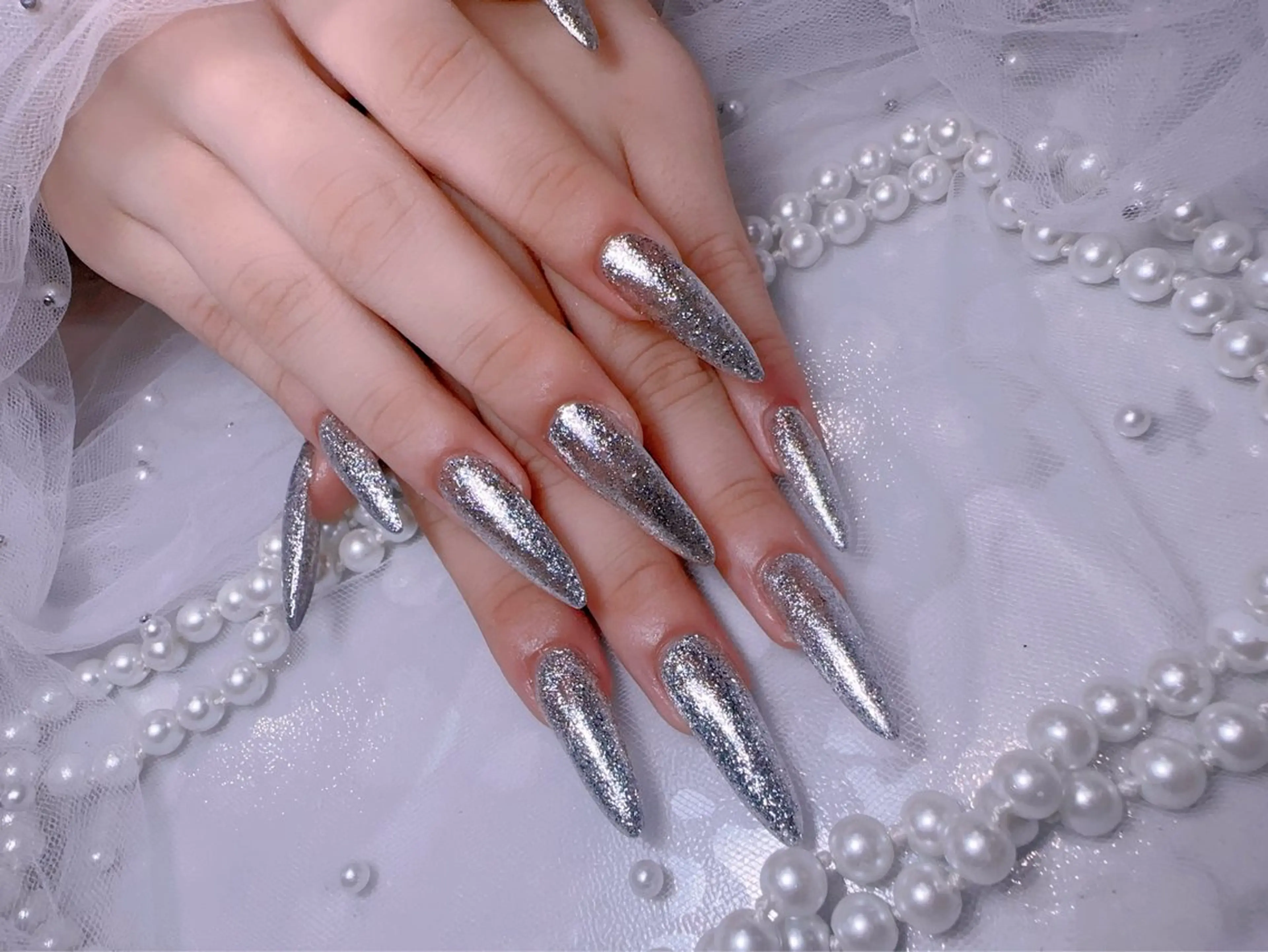 ネイル アートネイル フラッシュネイル フレンチネイル ジェルネイル ガラスフレンチ ハンドネイル You&Me Miyuのネイルデザイン