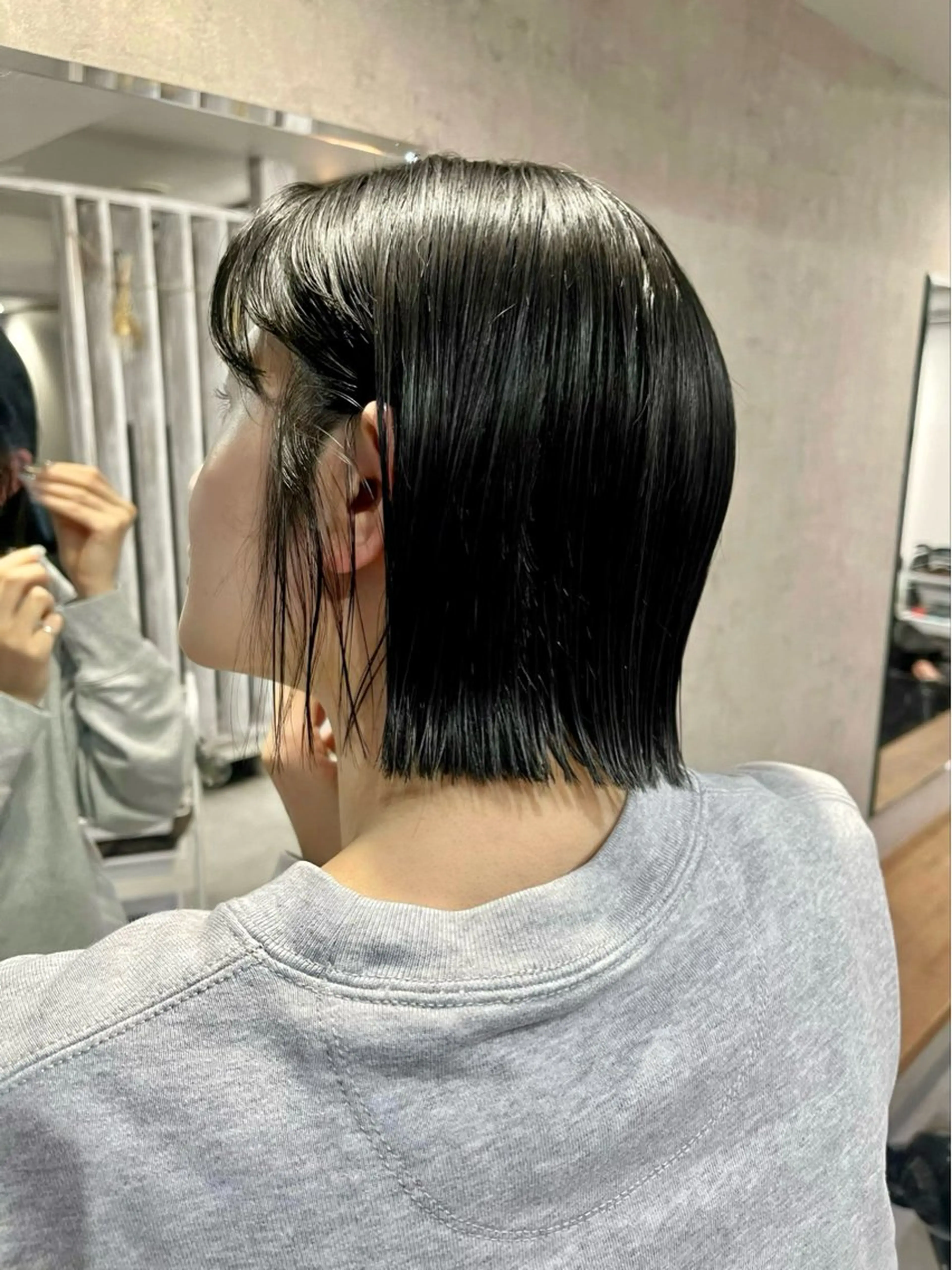 ショート 切りっぱなしボブ ボブ カット 松井那津子 /ハイライトブリーチのヘアスタイル