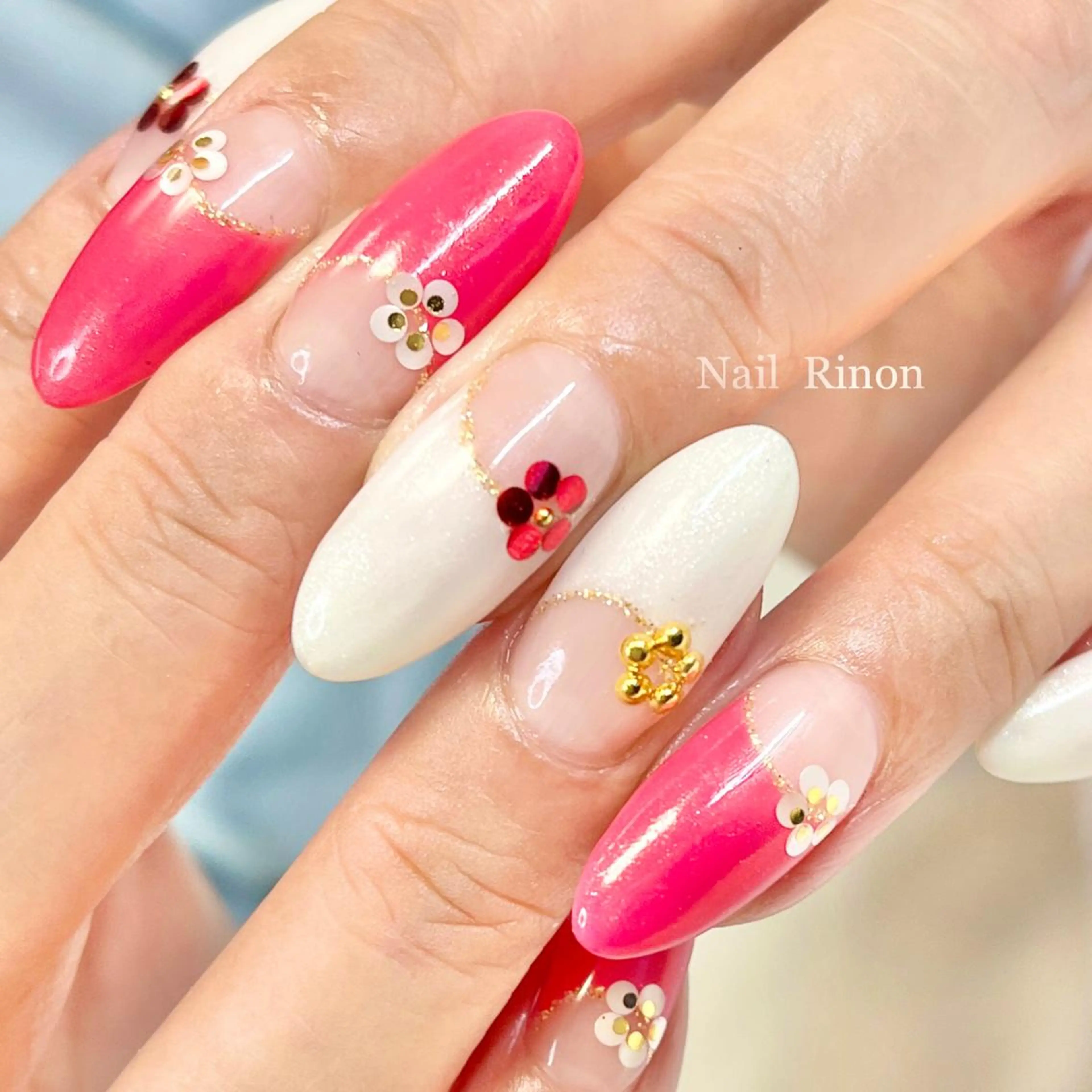ネイル フレンチネイル ピンク ホワイト ハンドネイル Nail Rinonのネイルデザイン