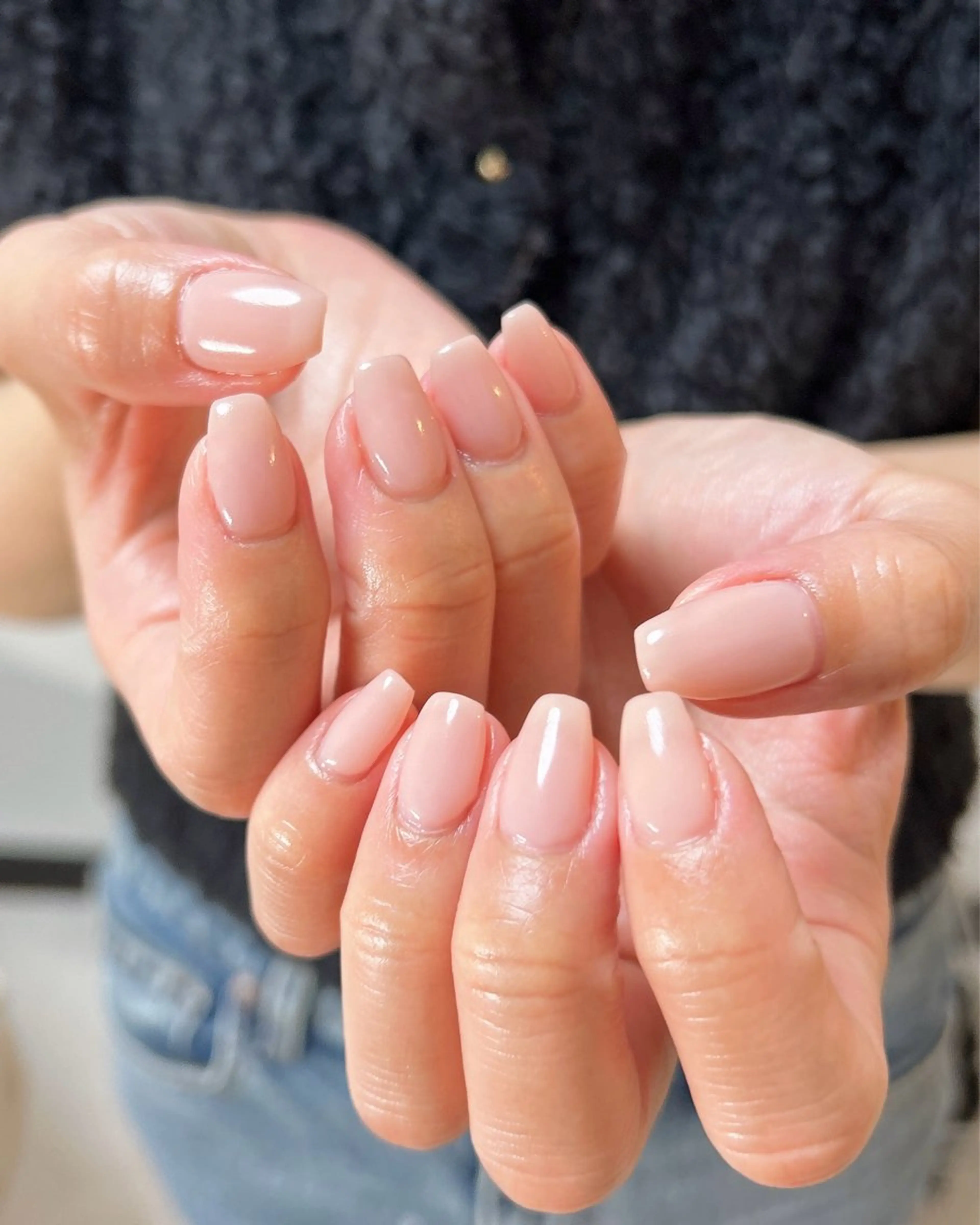 ネイル ピンク ピンクベージュ ワンホンネイル ハンドネイル ten nail salon　かえでのネイルデザイン