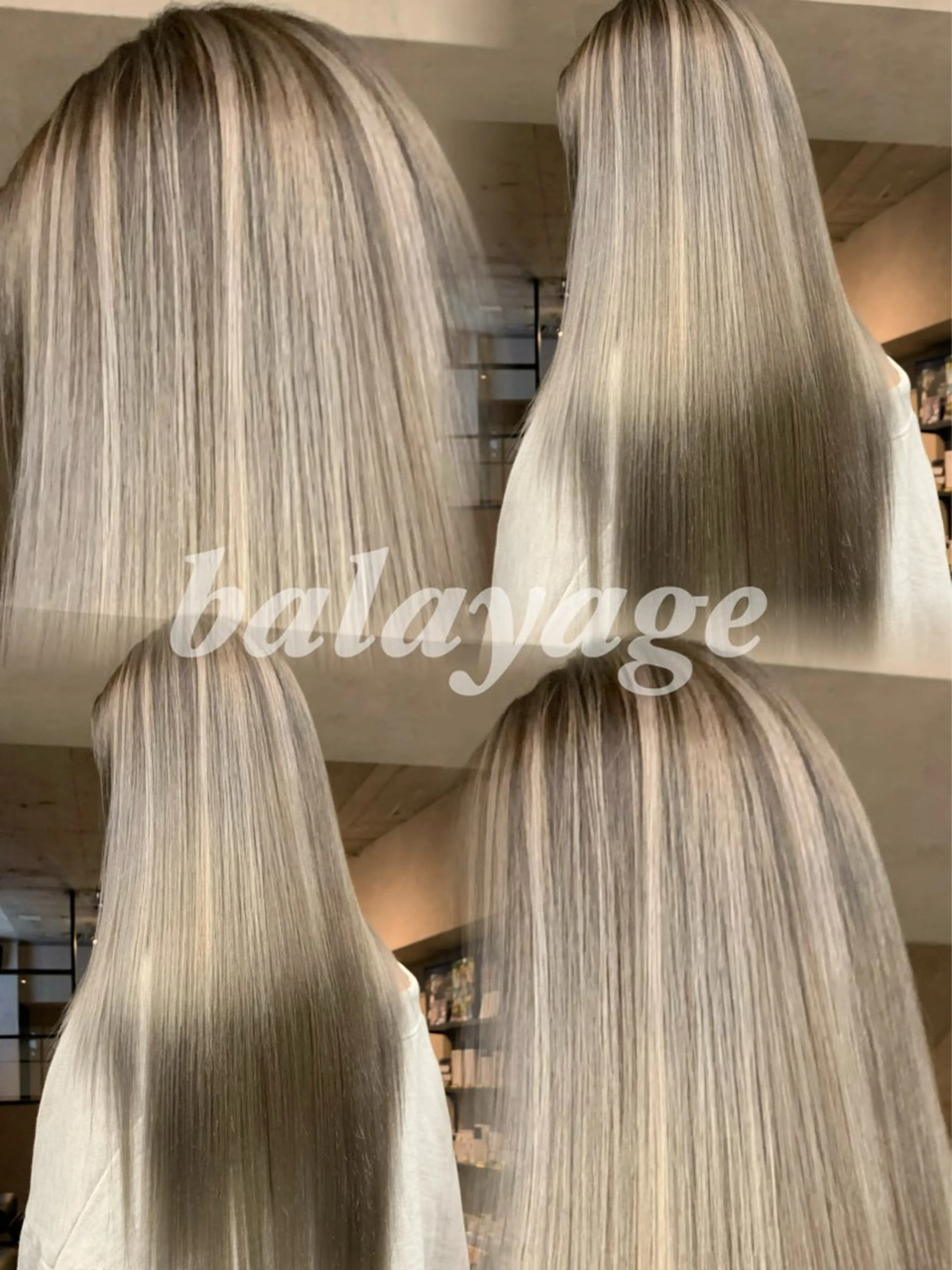 ミディアム カラー ヘアアレンジ バレイヤージュ ダブルカラー ハイライトカラー ハイトーンカラー ハイライト カット ヘアカラー トリートメント グランルッソ所属・岡山× バレイヤージュカラーのヘアスタイル