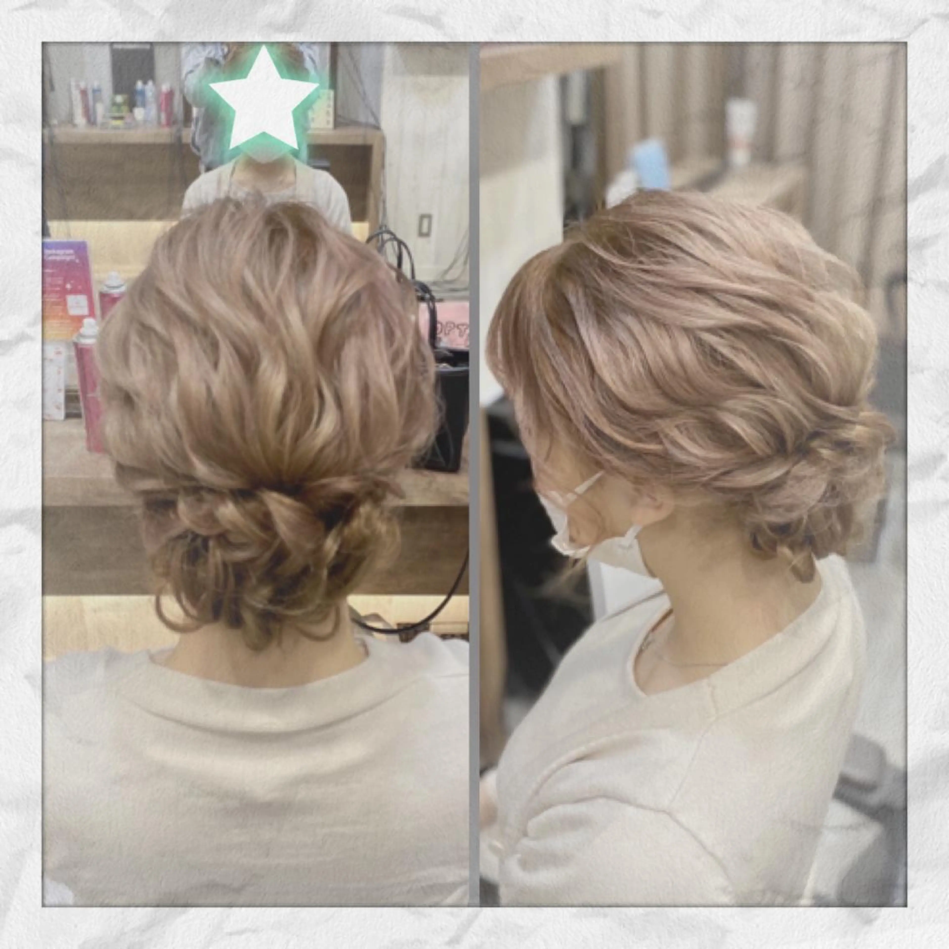 セミロング ヘアアレンジ 結婚式・ブライダル ヘアセット ヘアセット/着付け 𓇼 松本 夏美𓇼のヘアスタイル