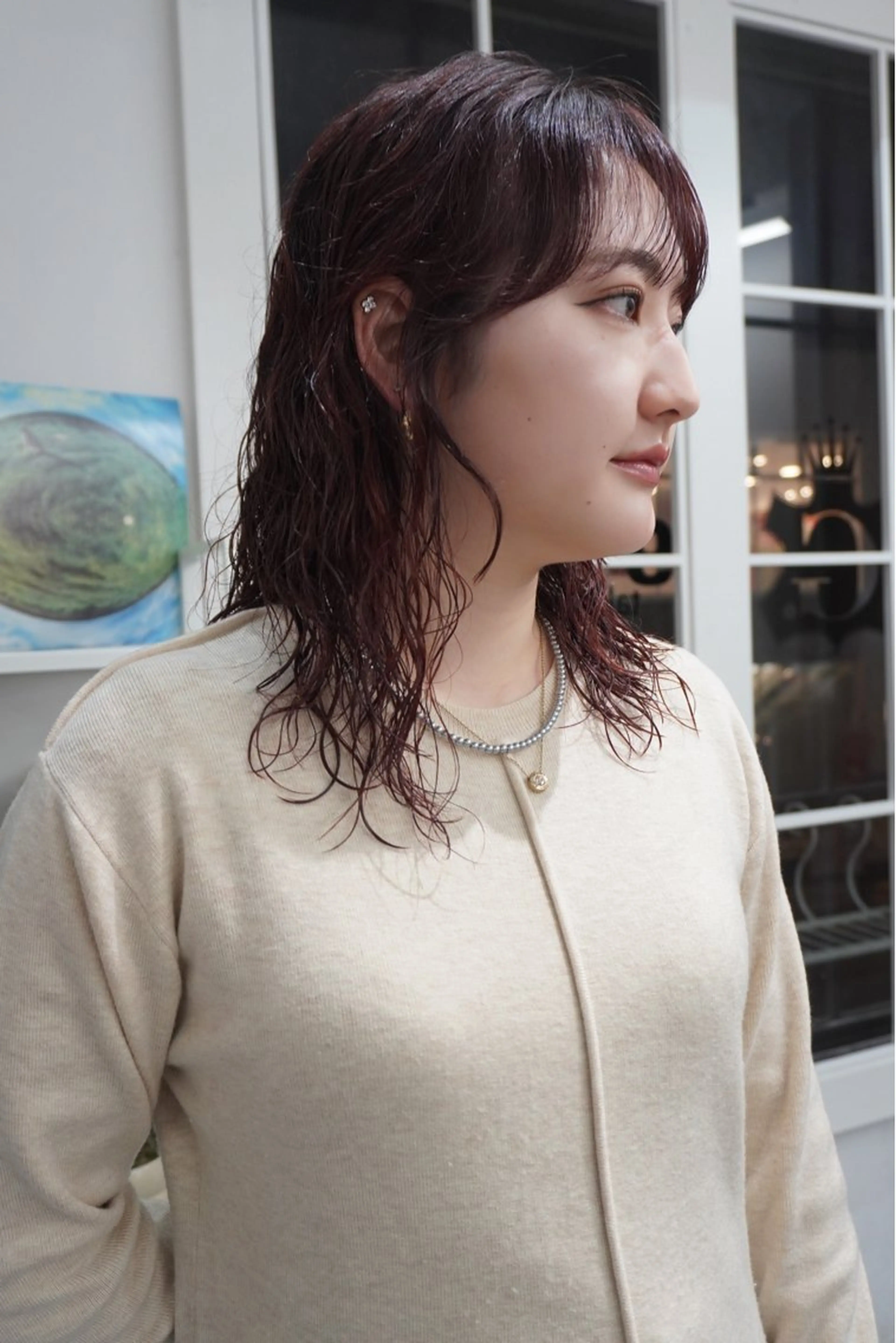 ミディアム カラー パーマ ミディアムパーマ カット ヘアカラー トリートメント レイヤー／似合わせ TAKUYAのヘアスタイル