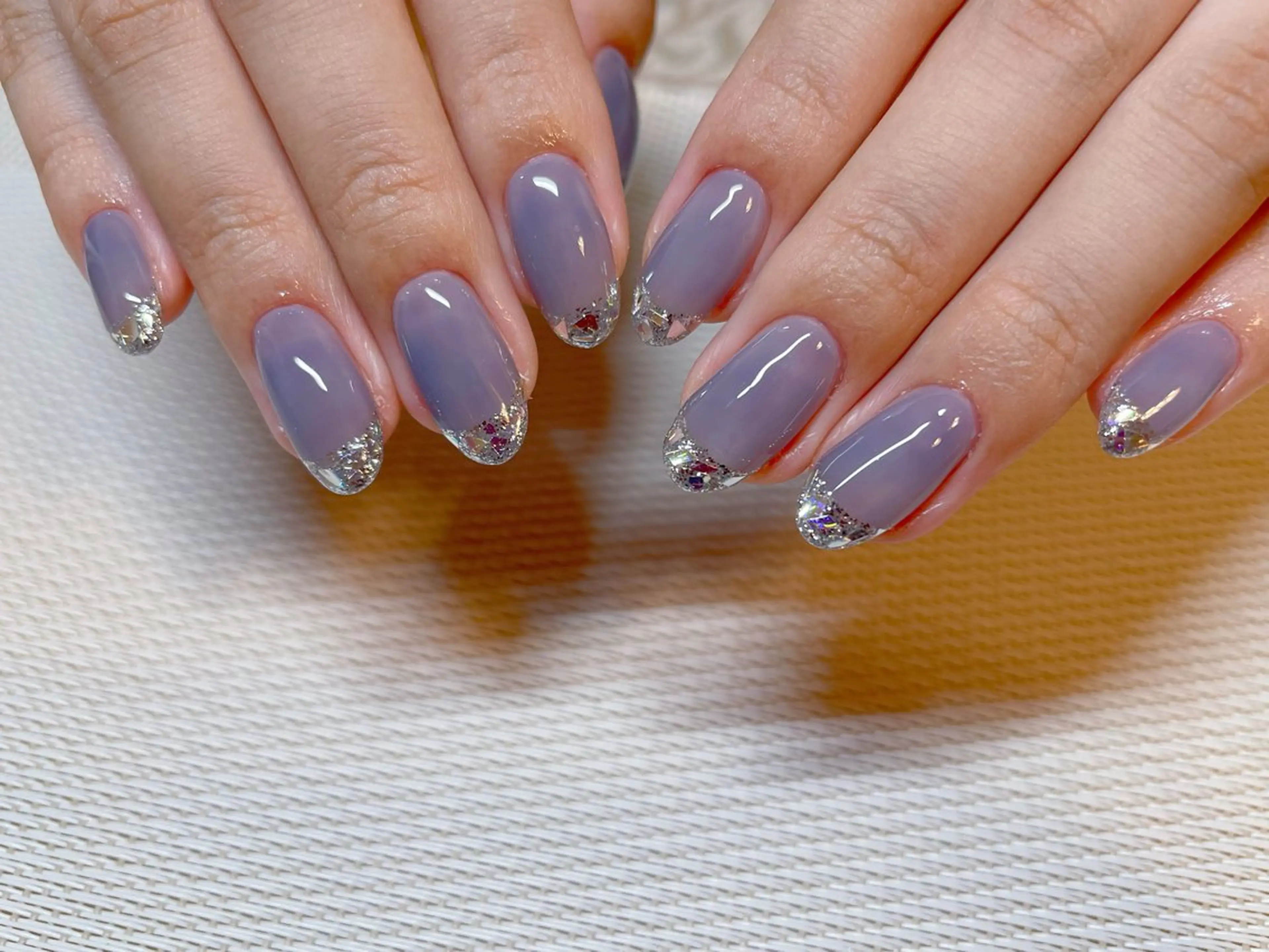 ネイル フレンチネイル ガラスフレンチ ハンドネイル エン Nail salonのネイルデザイン