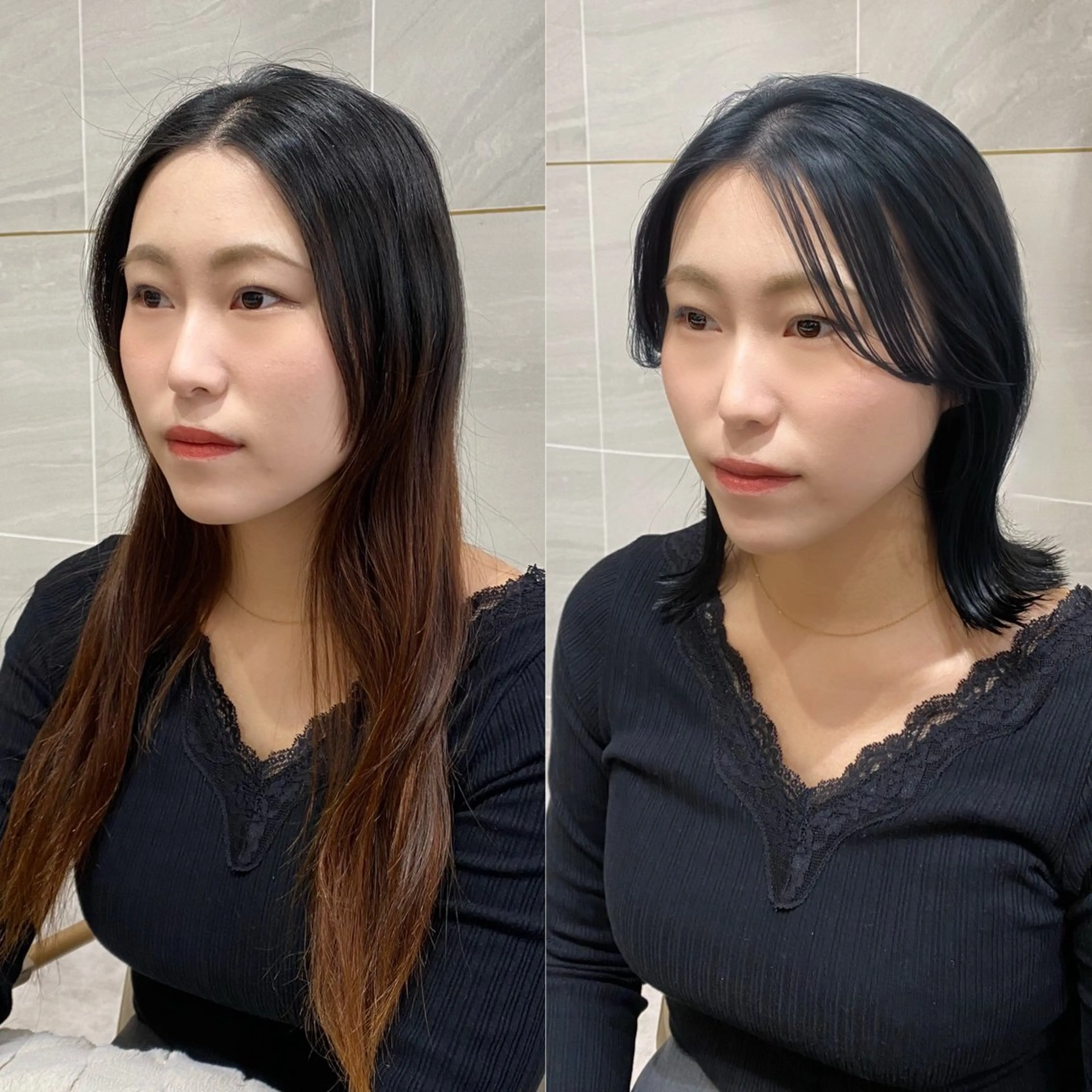 ミディアム カラー 黒髪 ブルーカラー ブルーブラック イルミナカラー ボブ カット ヘアカラー トリートメント Ms.CHARM所属・透明感カラー🌿 グレージュ🐺陽介のヘアスタイル