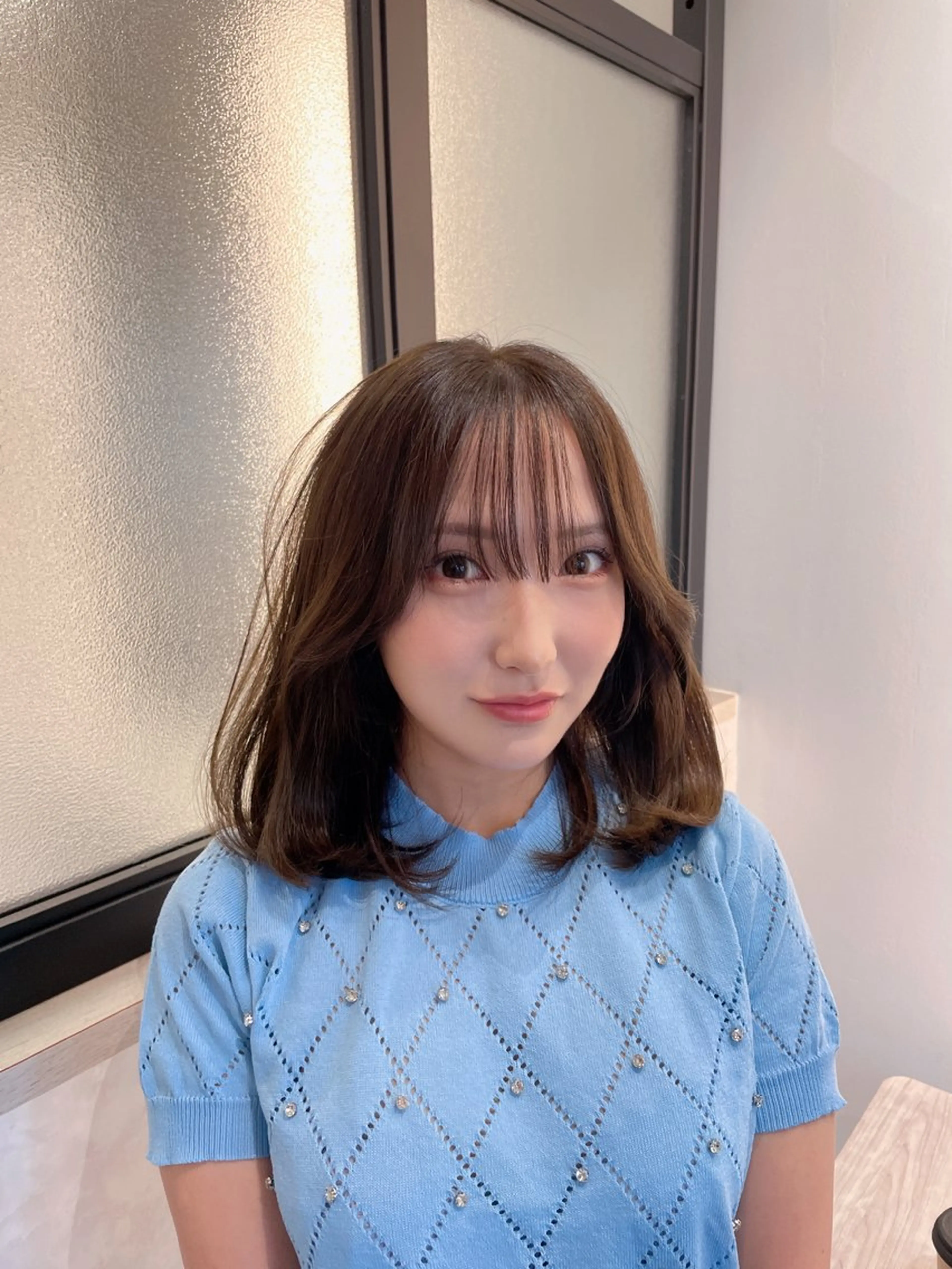 ミディアム カラー カット ヘアカラー トリートメント &chaLme   心斎橋所属・emi/髪質改善/ 韓国風/艶カラーのヘアスタイル