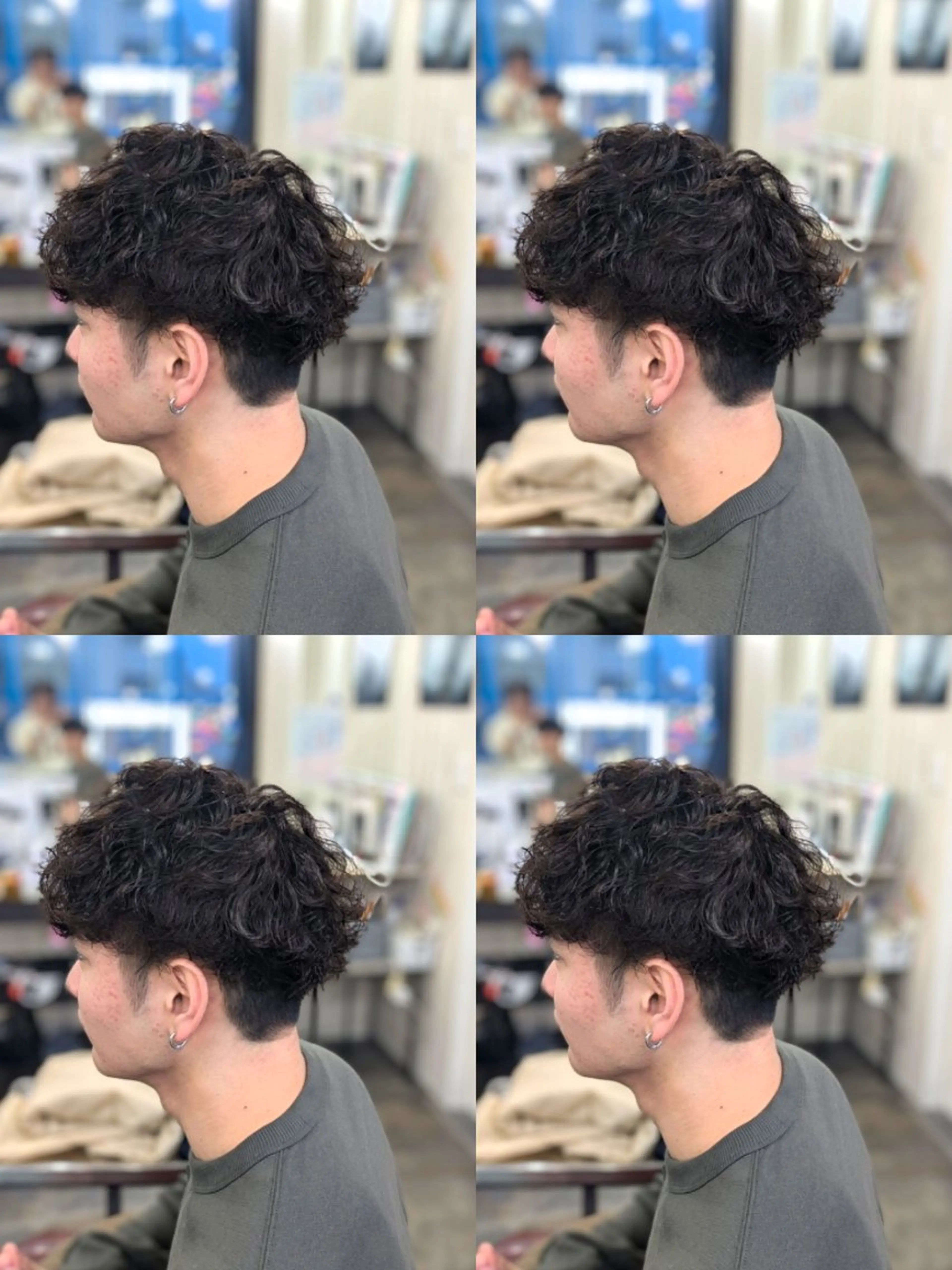 メンズ パーマ アップバング センターパート フェードカット メンズ韓国風 韓国マッシュ カット パーマ トリートメント メンズパーマ/顔周り レイヤー店長えのもとのヘアスタイル