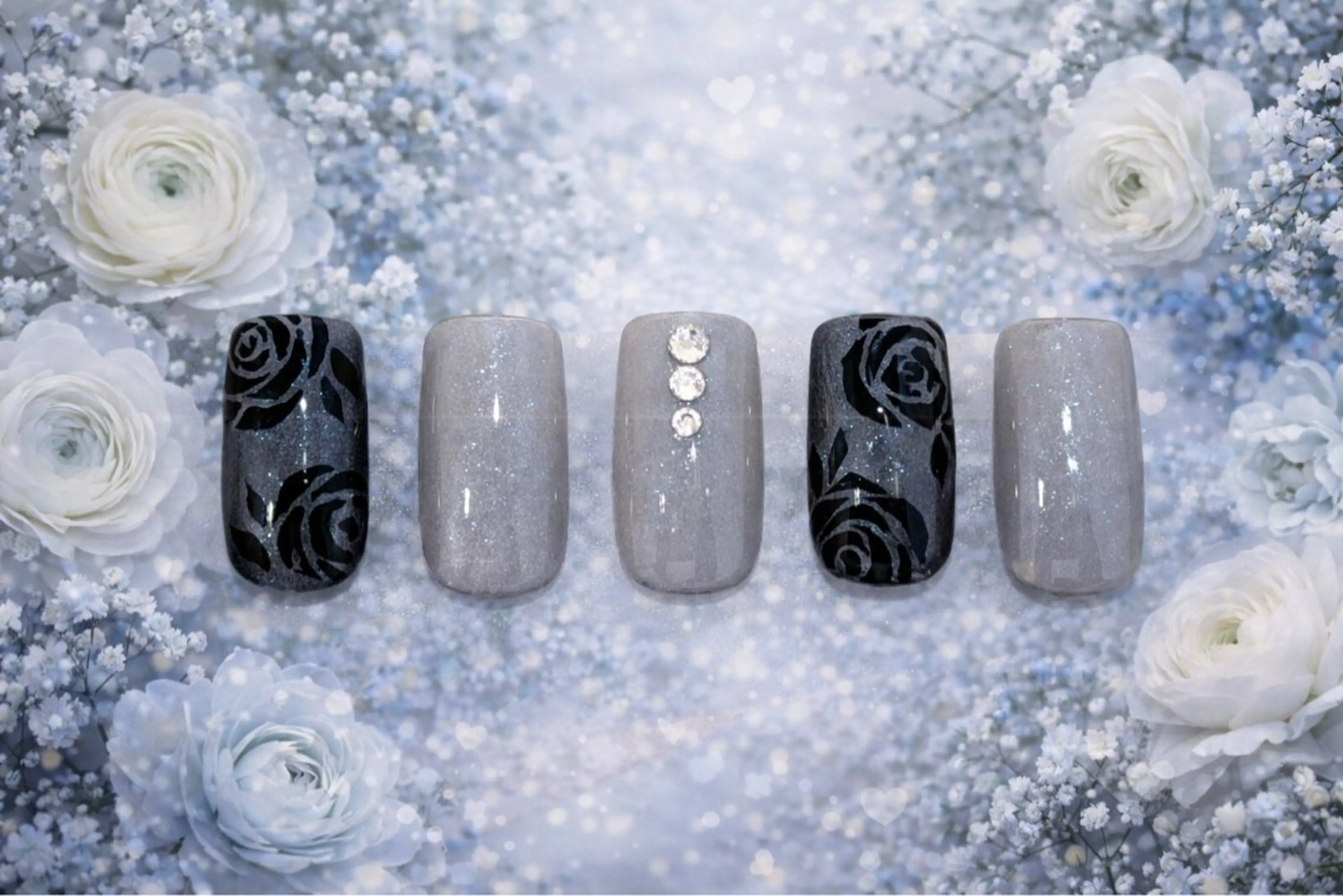 ネイル フラワーネイル ジェルネイル マグネットネイル ハンドネイル ハンドケア Nail Salon Souriant HARAJUKU所属・Souriant Hitomiのネイルデザイン