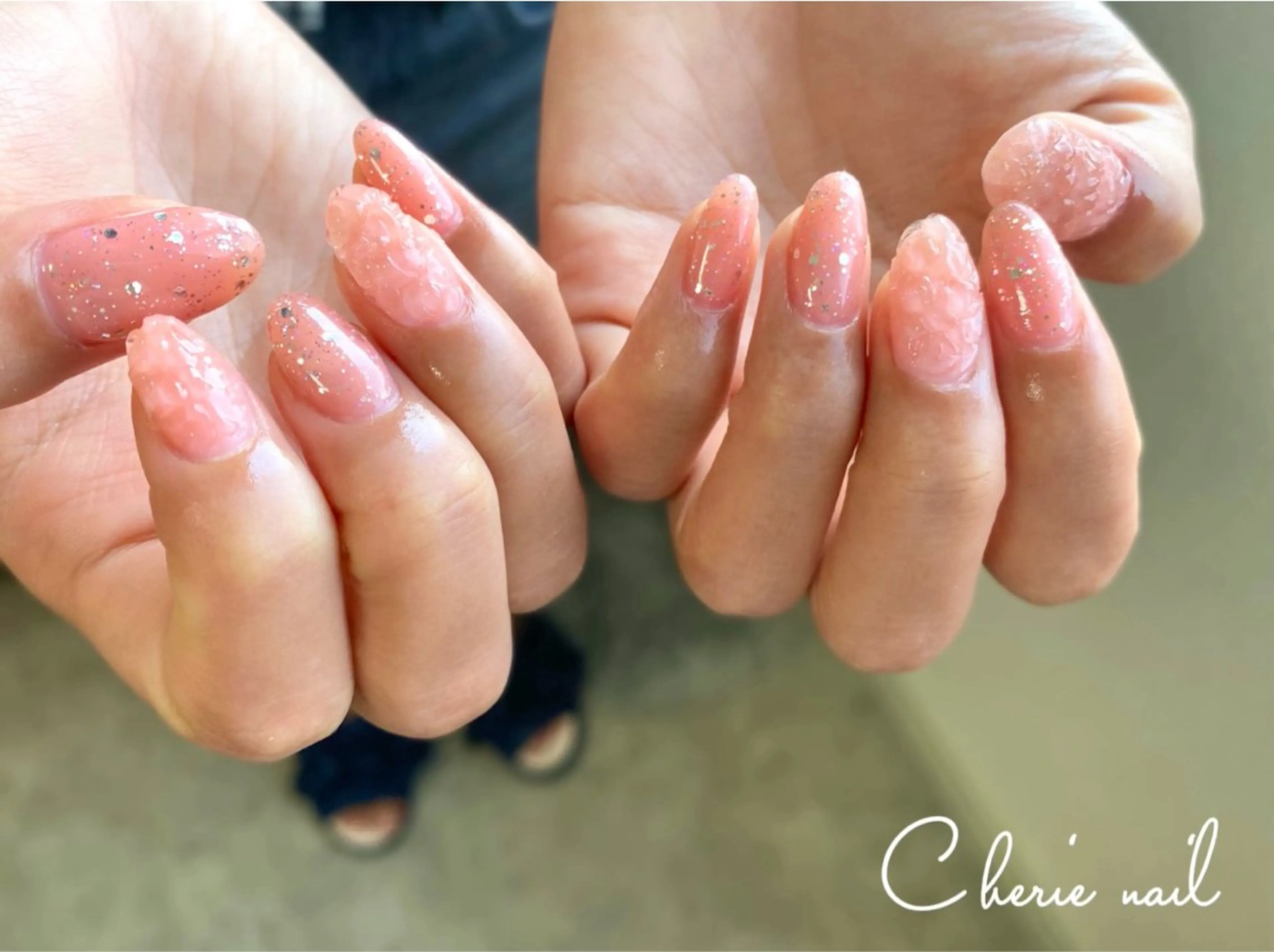 ネイル ジェルネイル ピンク ハンドネイル Cherienail yunaのネイルデザイン