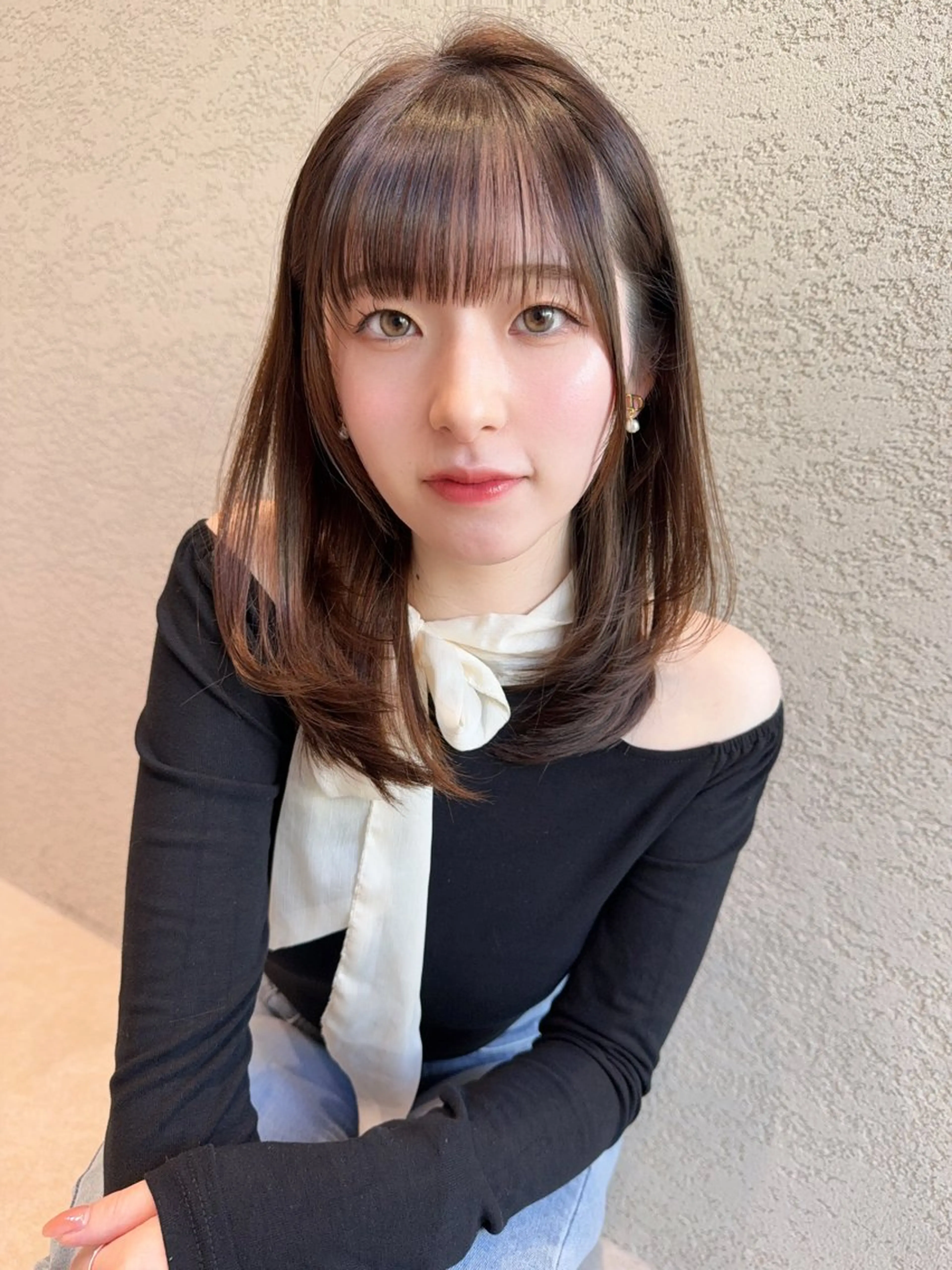 ミディアム カラー カット ヘアカラー 縮毛矯正 レイヤー❣️縮毛矯正 川村利幸のヘアスタイル