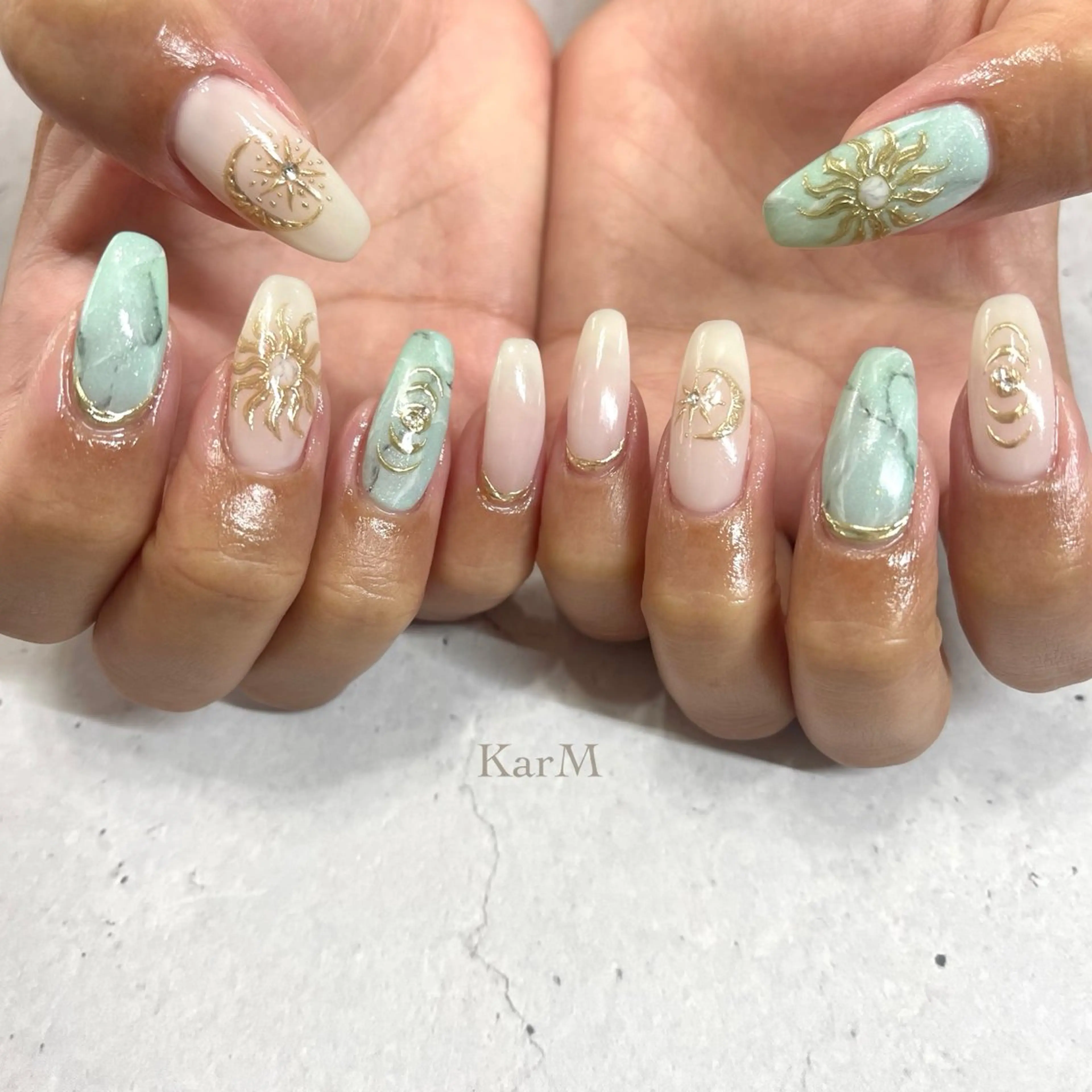 ネイル オーロラネイル チークネイル フラッシュネイル フレンチネイル グラデーション ハンドネイル ogino karinのネイルデザイン