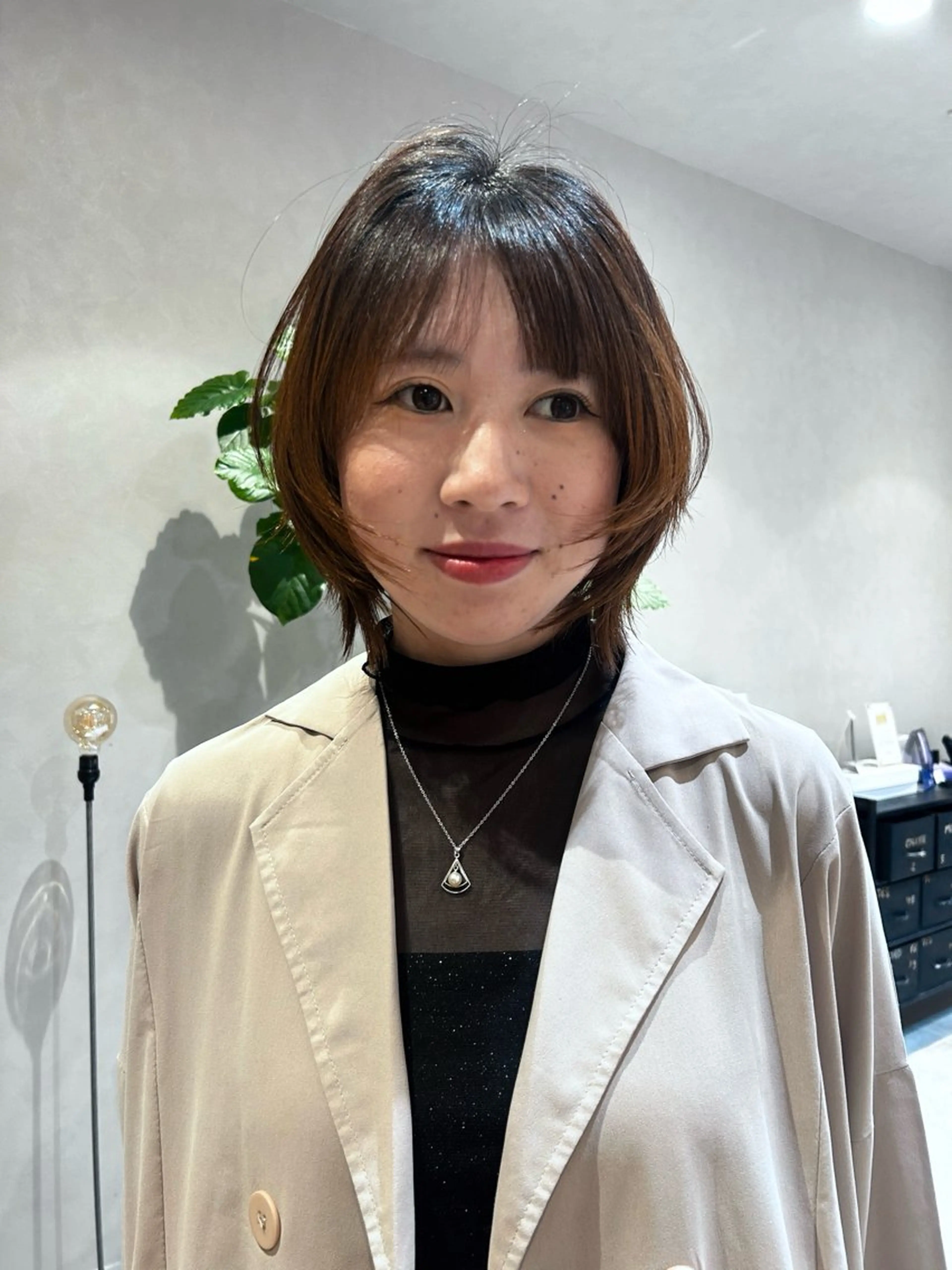 ミディアム ボブ レイヤーカット 似合わせカラーカット / パーマ/Rinoのヘアスタイル