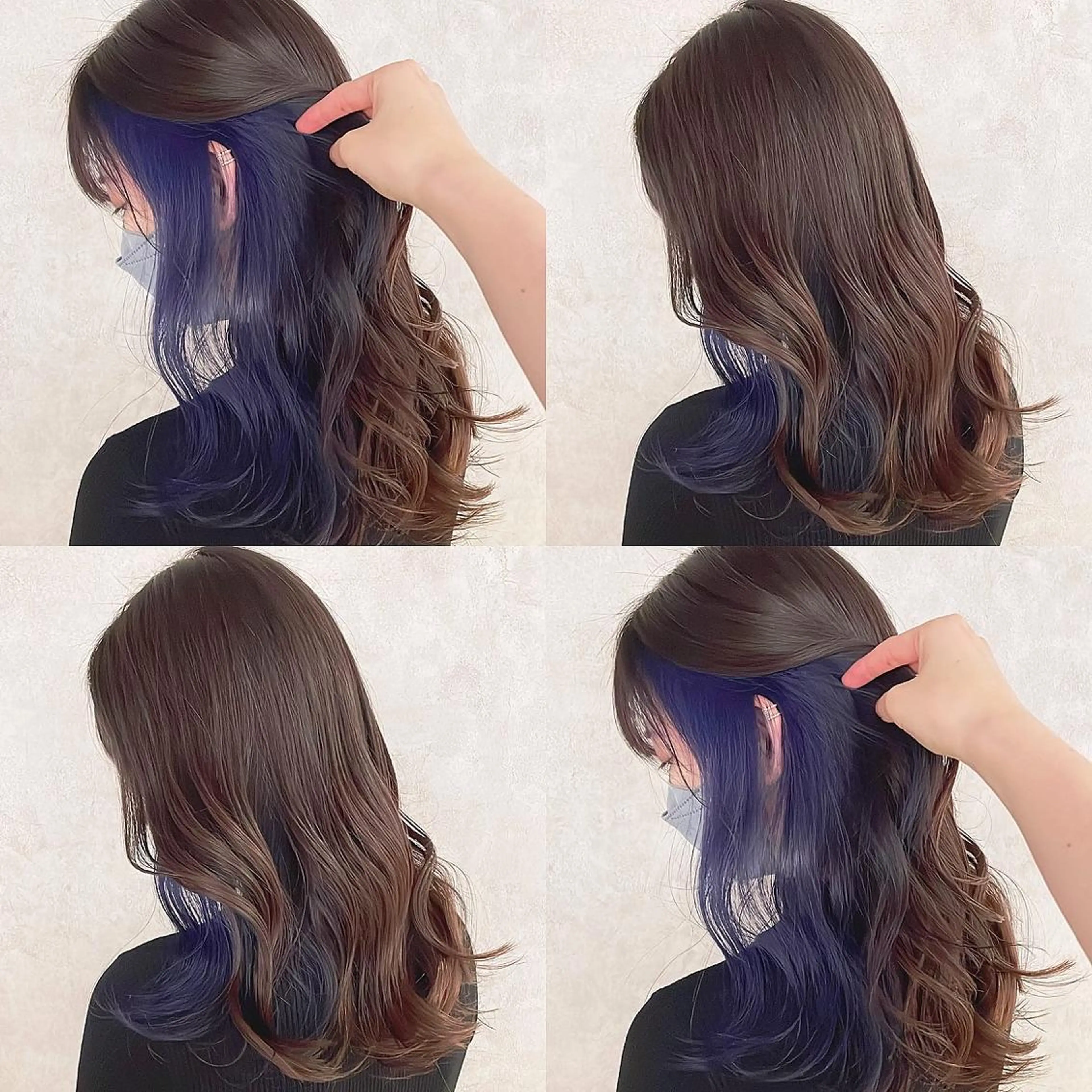 カラー ブリーチ ブルーカラー インナーカラー ネイビーカラー ヘアカラー トリートメント 渋谷:インナーカラー ／🍒エリカ🍒のヘアスタイル