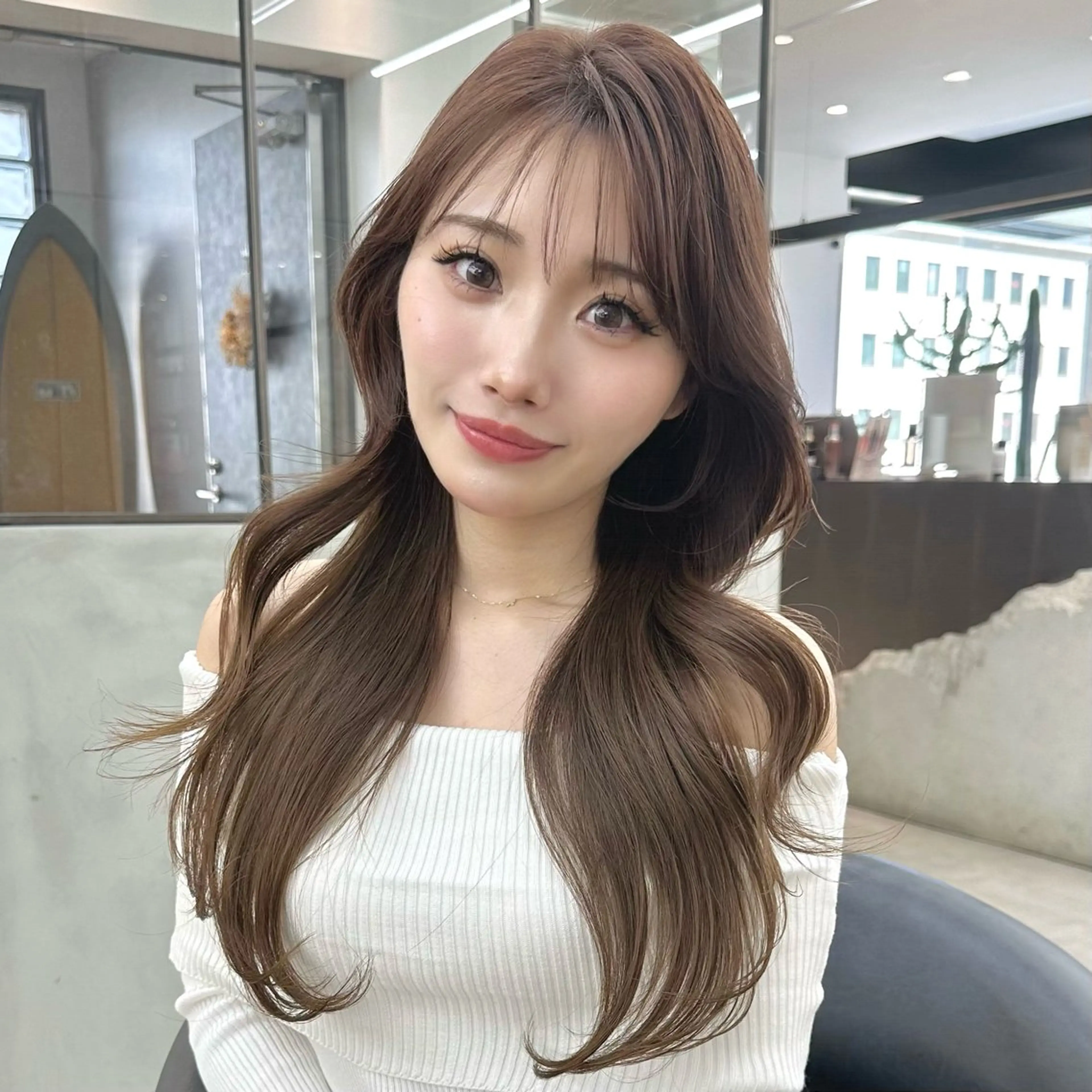 ロング カラー カット ヘアカラー トリートメント 縮毛/レイヤー 韓国/橋口のヘアスタイル