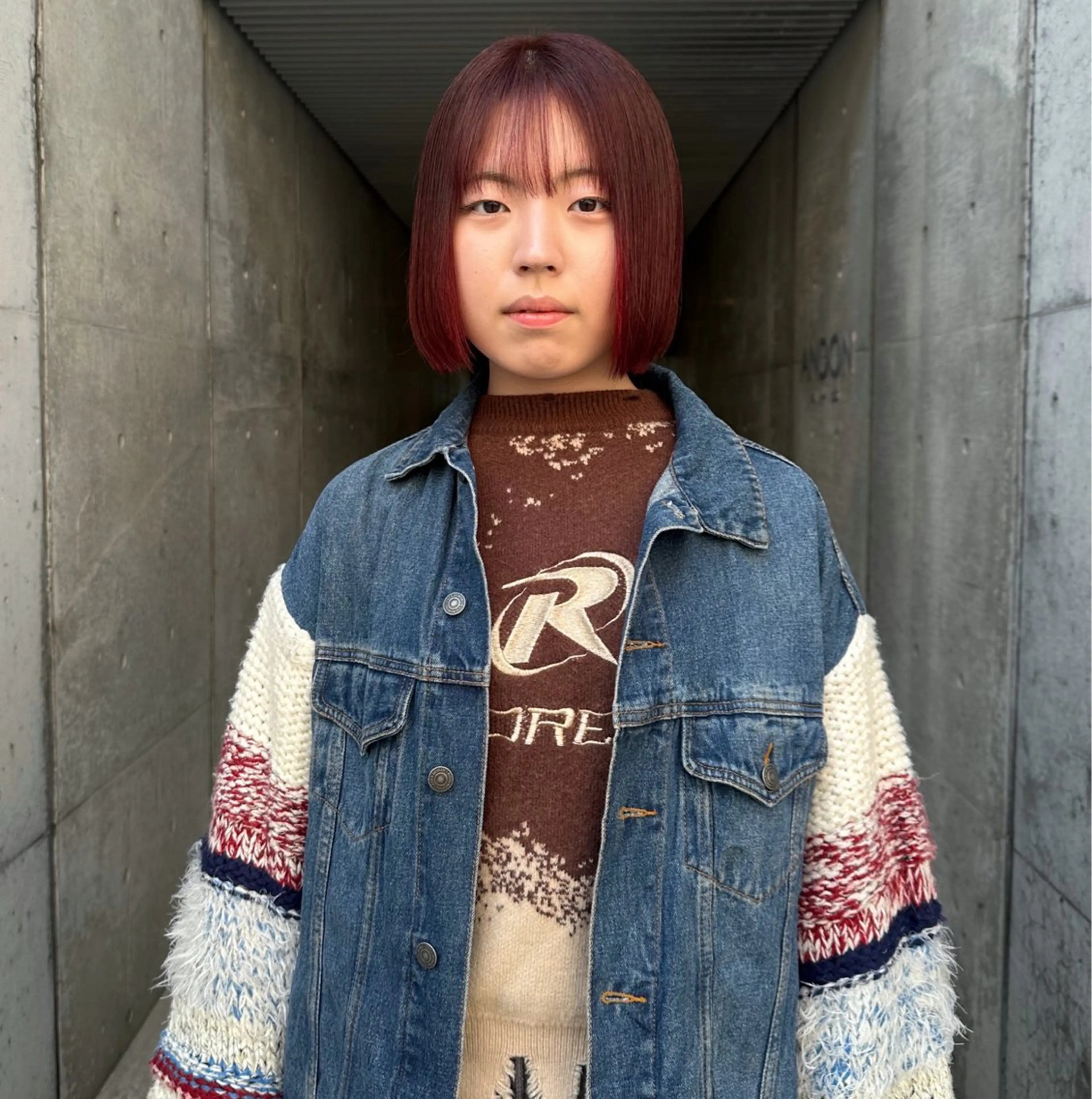 カラー ブリーチ ブリーチなしカラー レッドカラー ボブ Manaka🟤 今泉　Musiiikのヘアスタイル